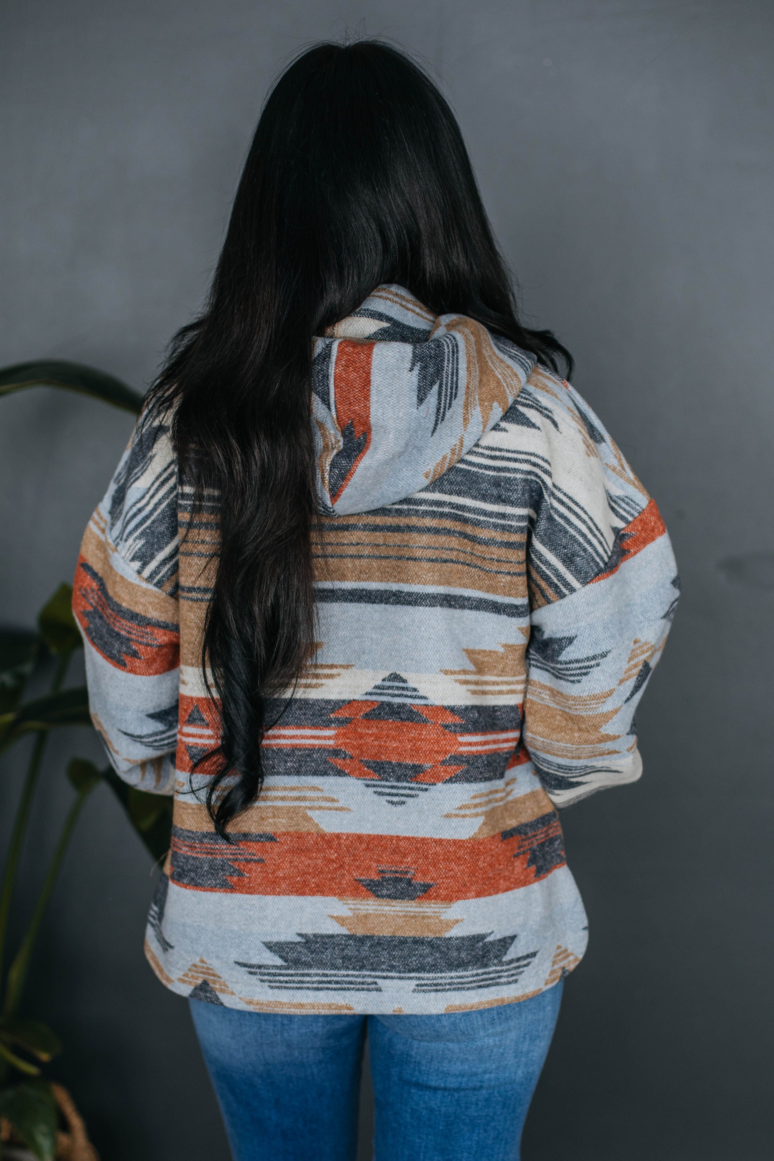 Emelia Aztec Print Hoodie - Navy Mix sold by Wild Oak Boutique product image thumbnail 5