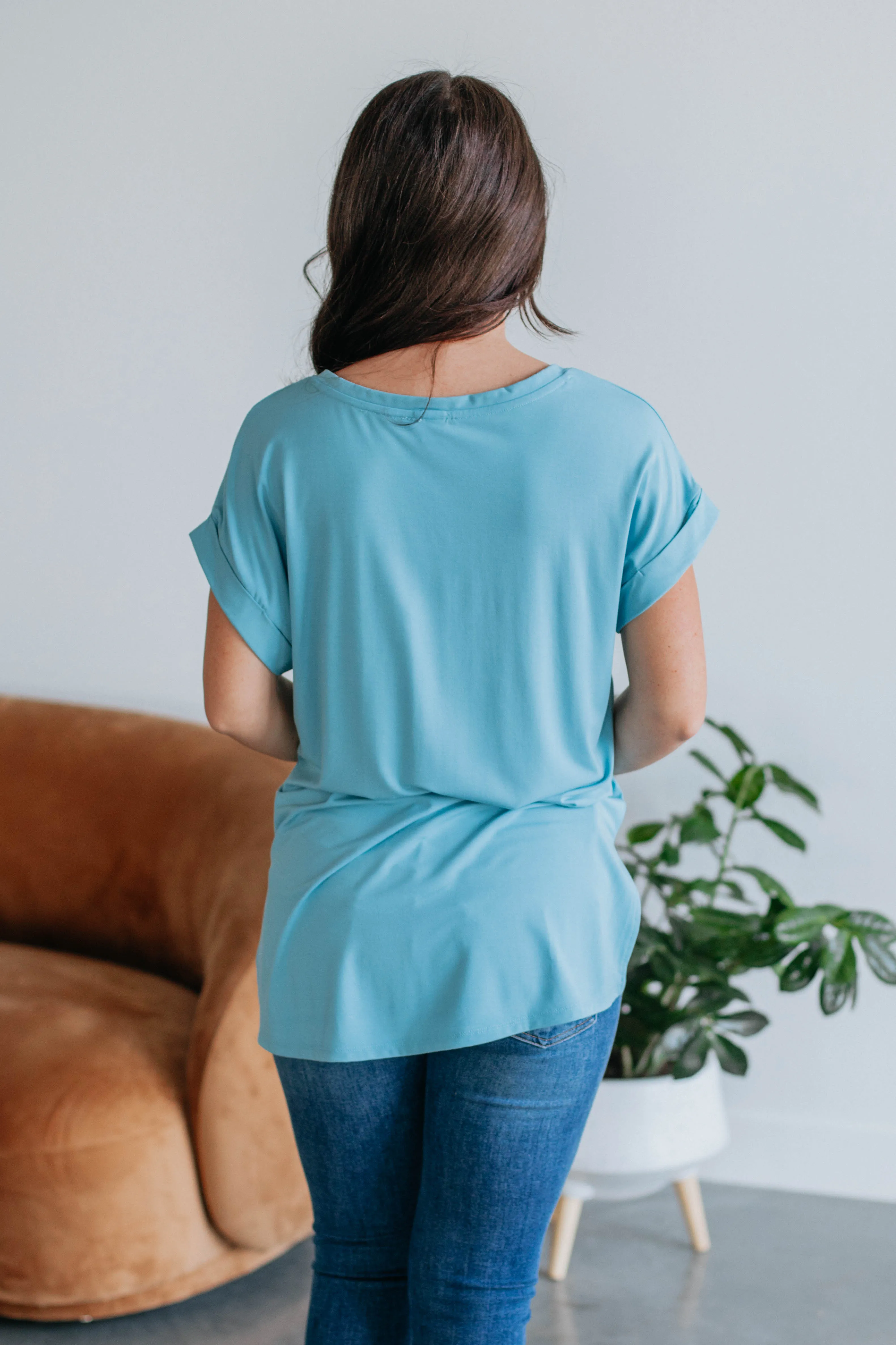 Jill Basic Tee - Dusty Blue sold by Wild Oak Boutique product image thumbnail 4