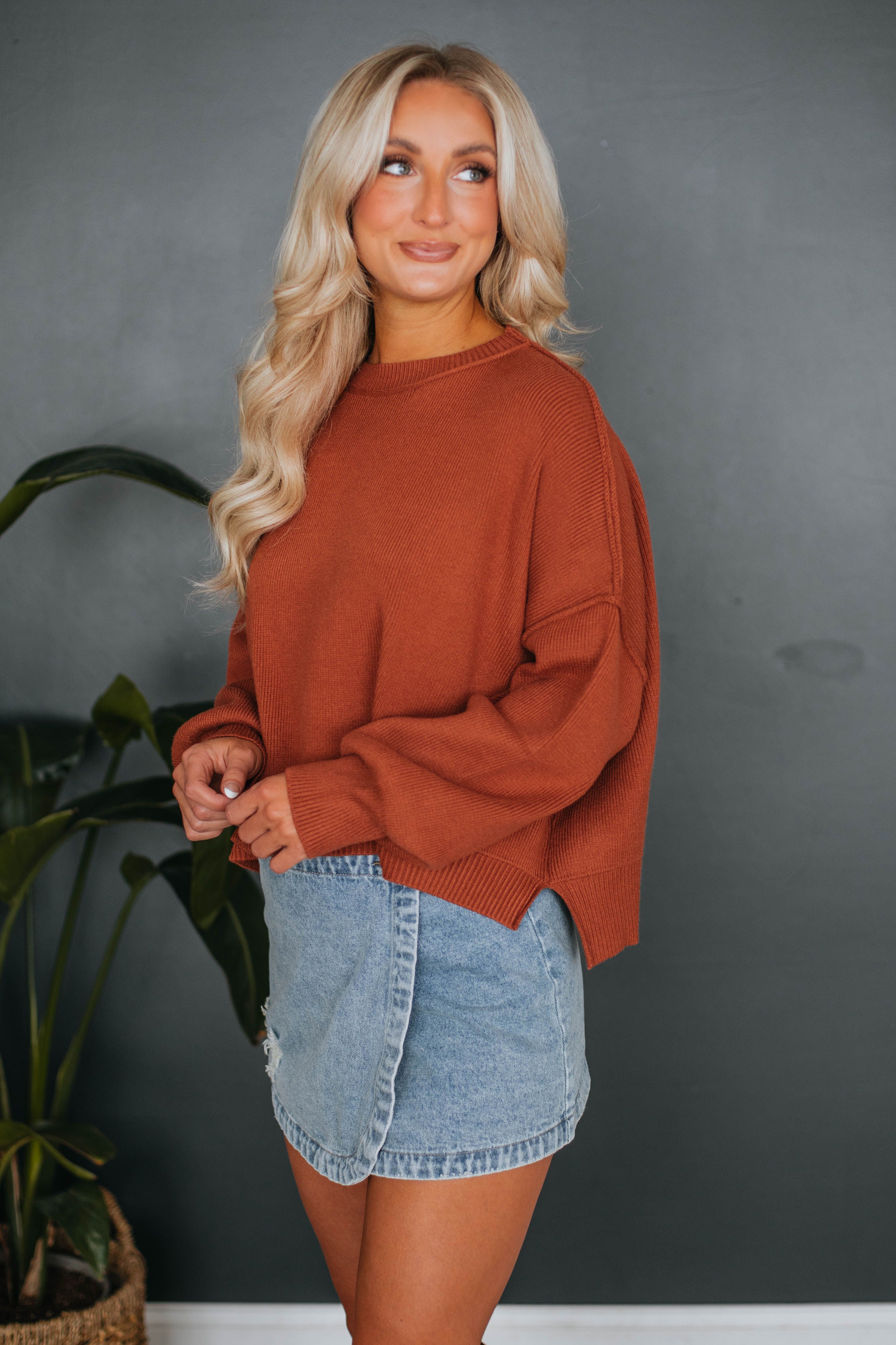 Liana Sweater - Brick sold by Wild Oak Boutique product image thumbnail 2