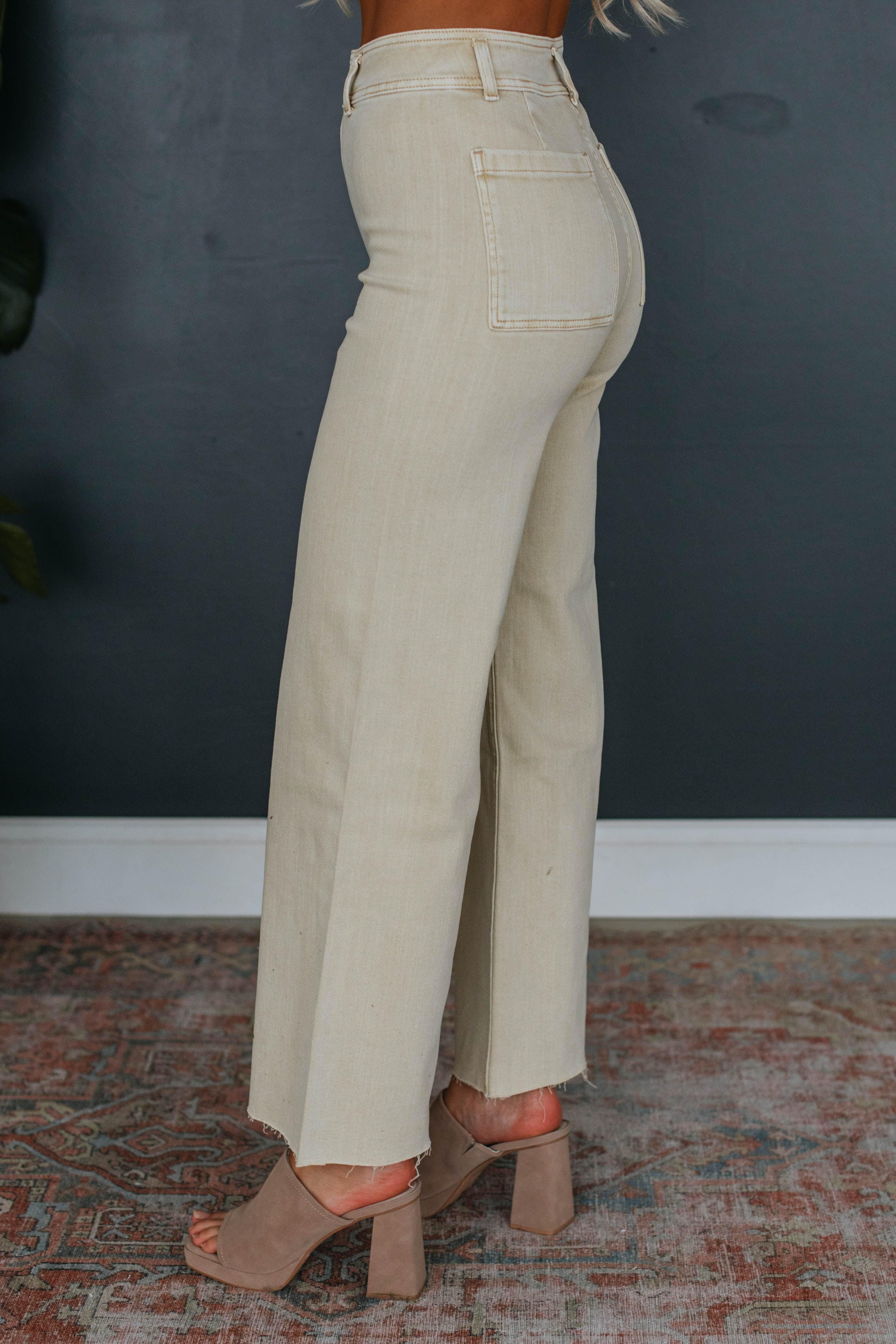 Kirby Wide Leg Pants - Beige sold by Wild Oak Boutique product image thumbnail 2
