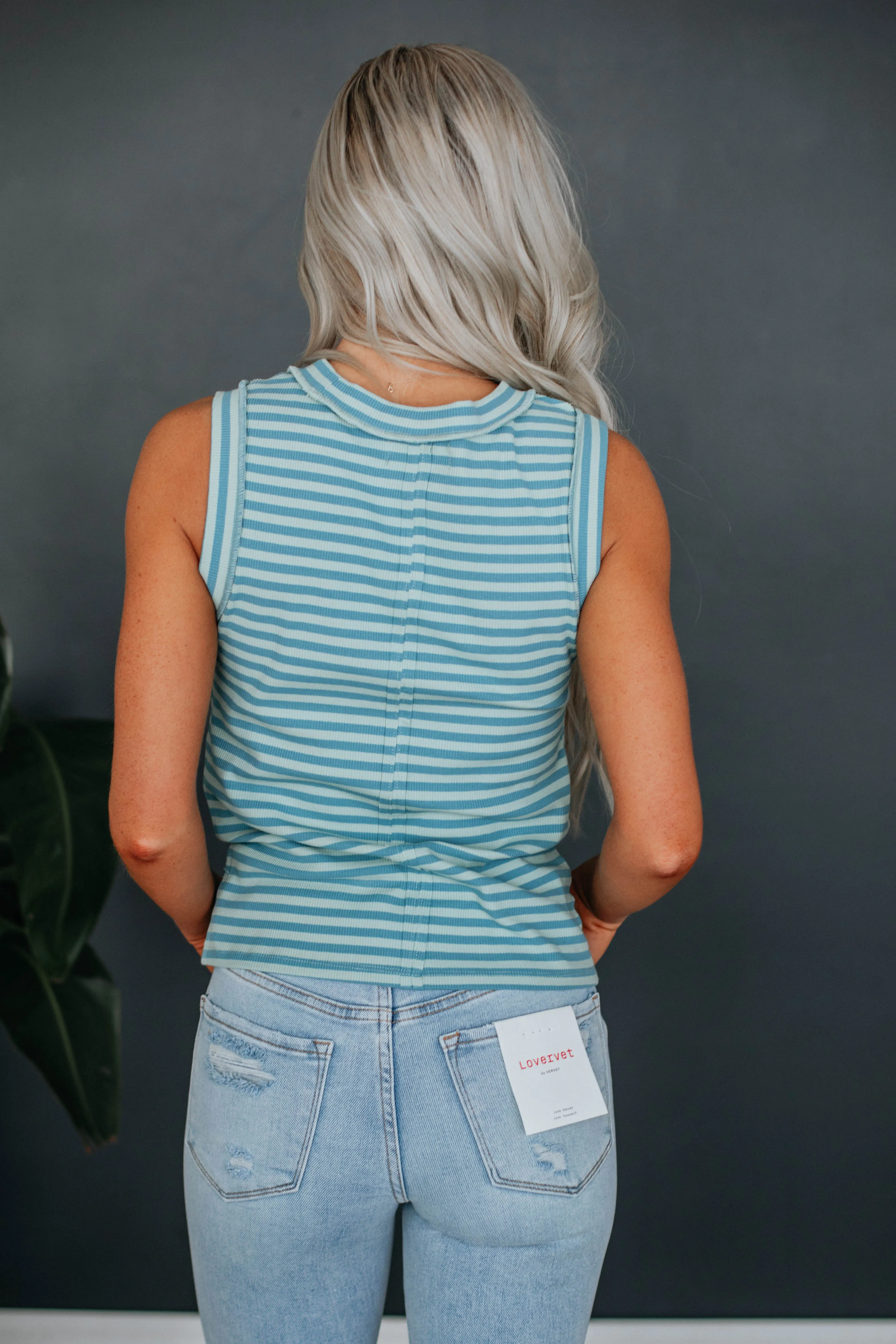 Tylar Ribbed Tank - Sky Blue Mix sold by Wild Oak Boutique product image thumbnail 5