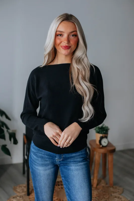 Helen Ribbed Sweater - Black sold by Wild Oak Boutique