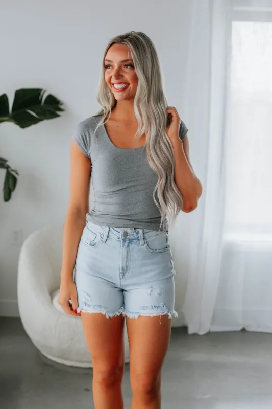 Alayna Basic Top - Heather Grey made by Wild Oak Boutique