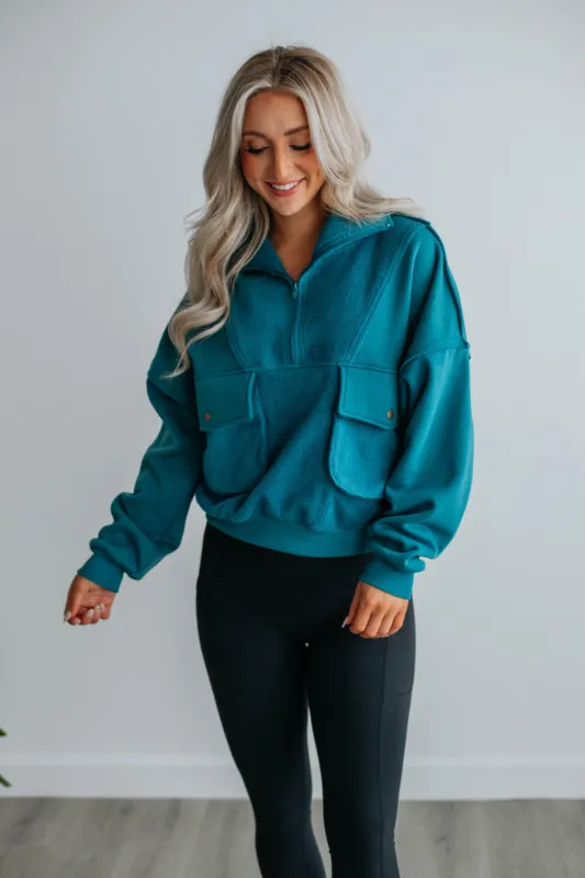 Livia Pullover - Teal sold by Wild Oak Boutique