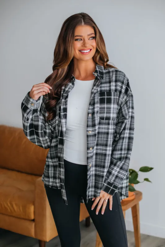 Adonis Flannel - Black Mix sold by Wild Oak Boutique