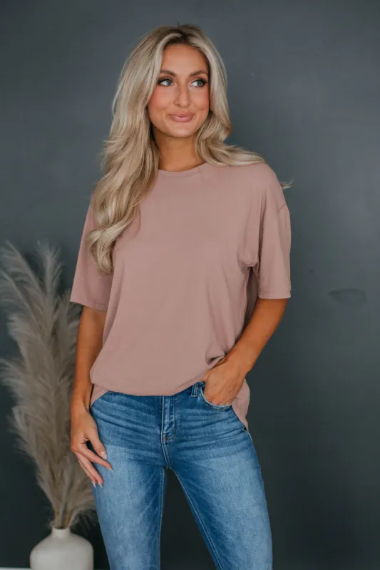 Margot Basic Tee - Dusty Mauve sold by Wild Oak Boutique