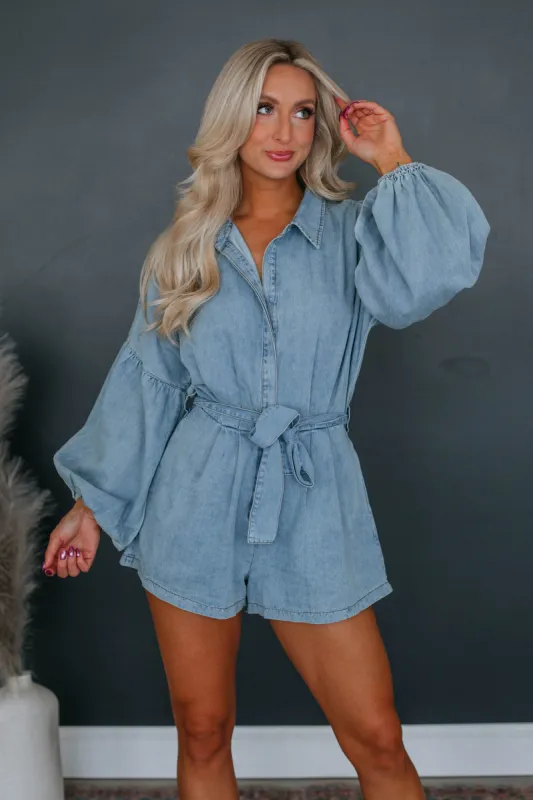 Malina Denim Romper sold by Wild Oak Boutique