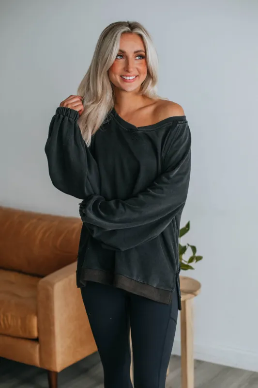 Nadine Oversized Sweatshirt - Black sold by Wild Oak Boutique