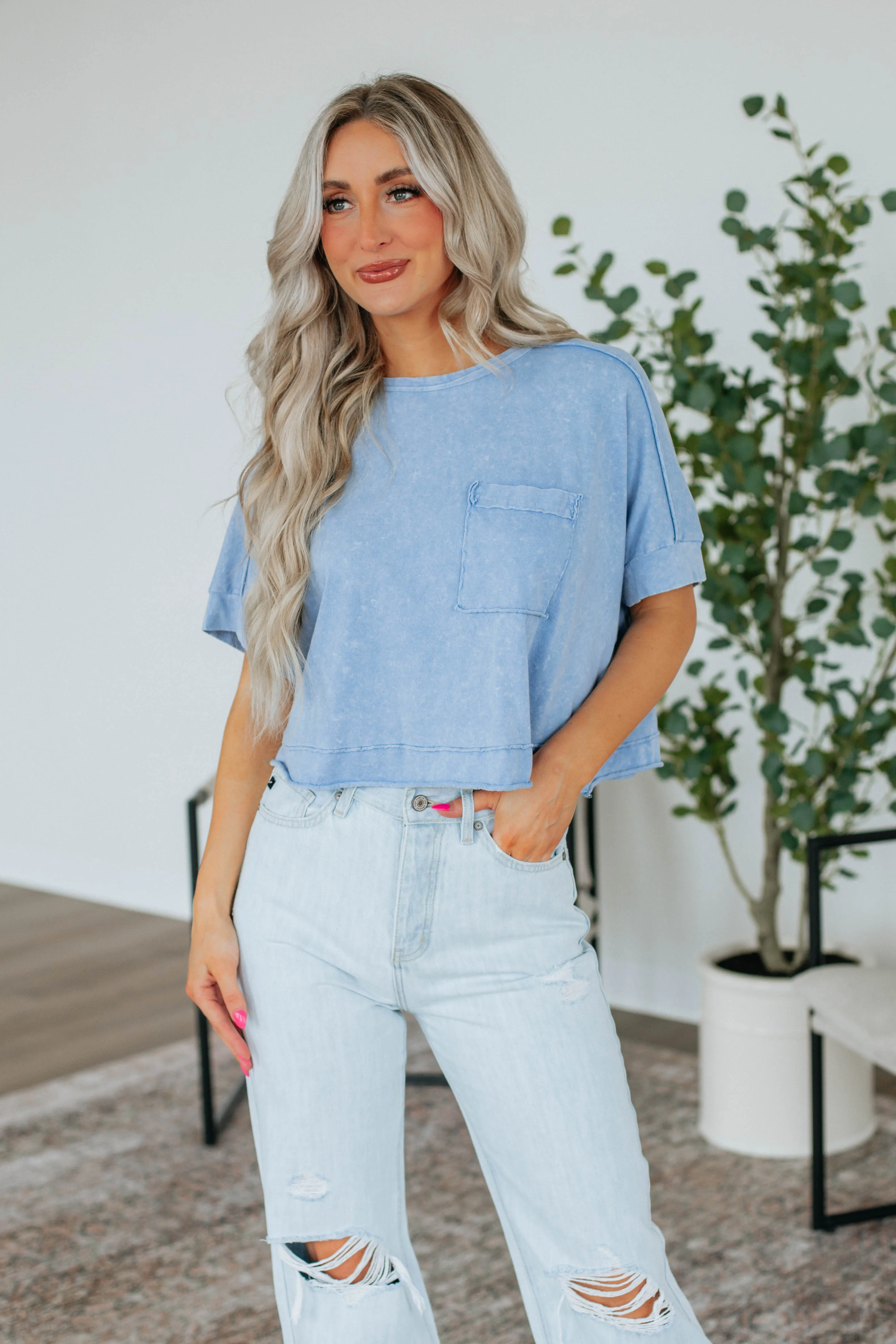 Miles Oversized Tee - Periwinkle sold by Wild Oak Boutique