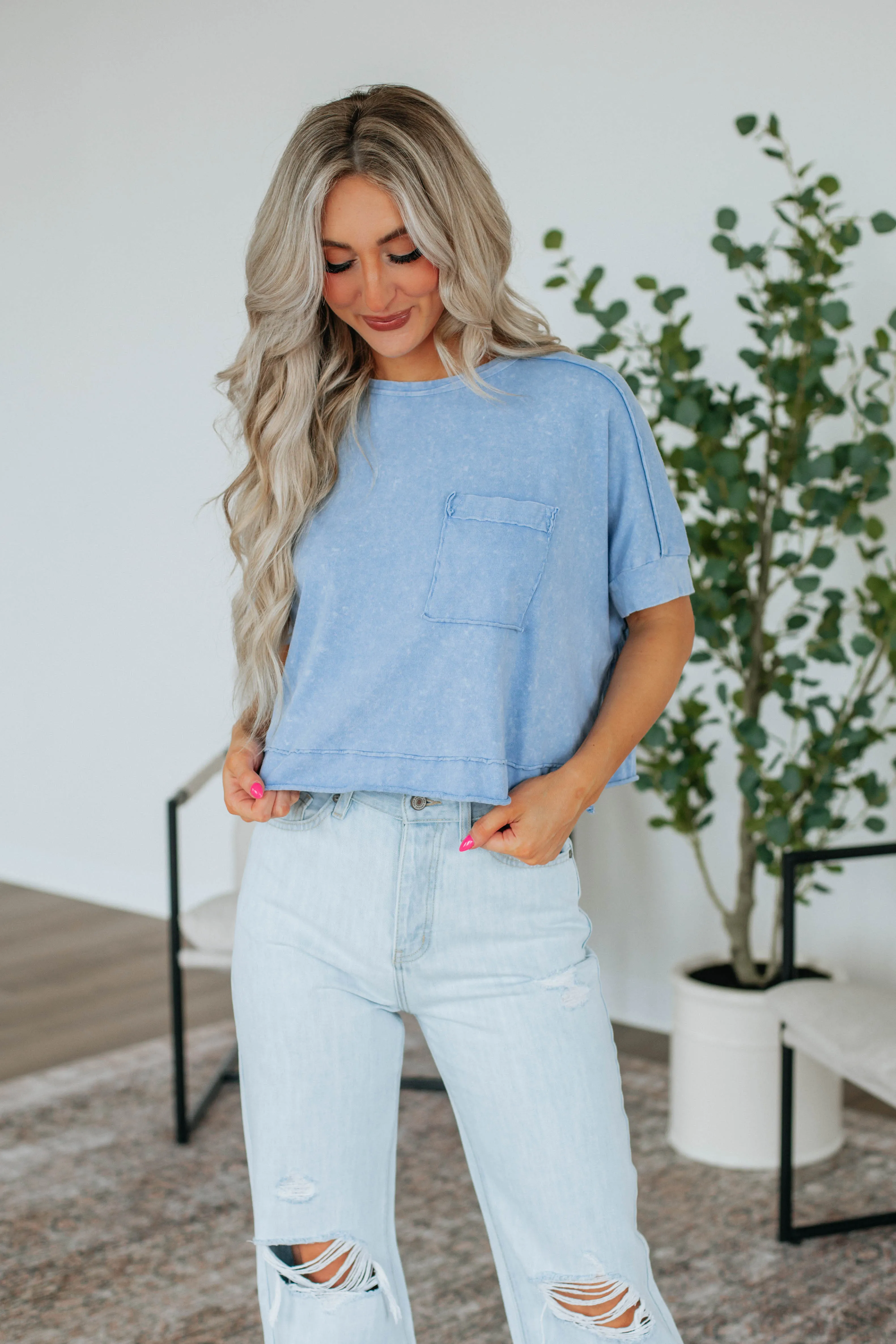 Miles Oversized Tee - Periwinkle sold by Wild Oak Boutique product image thumbnail 5