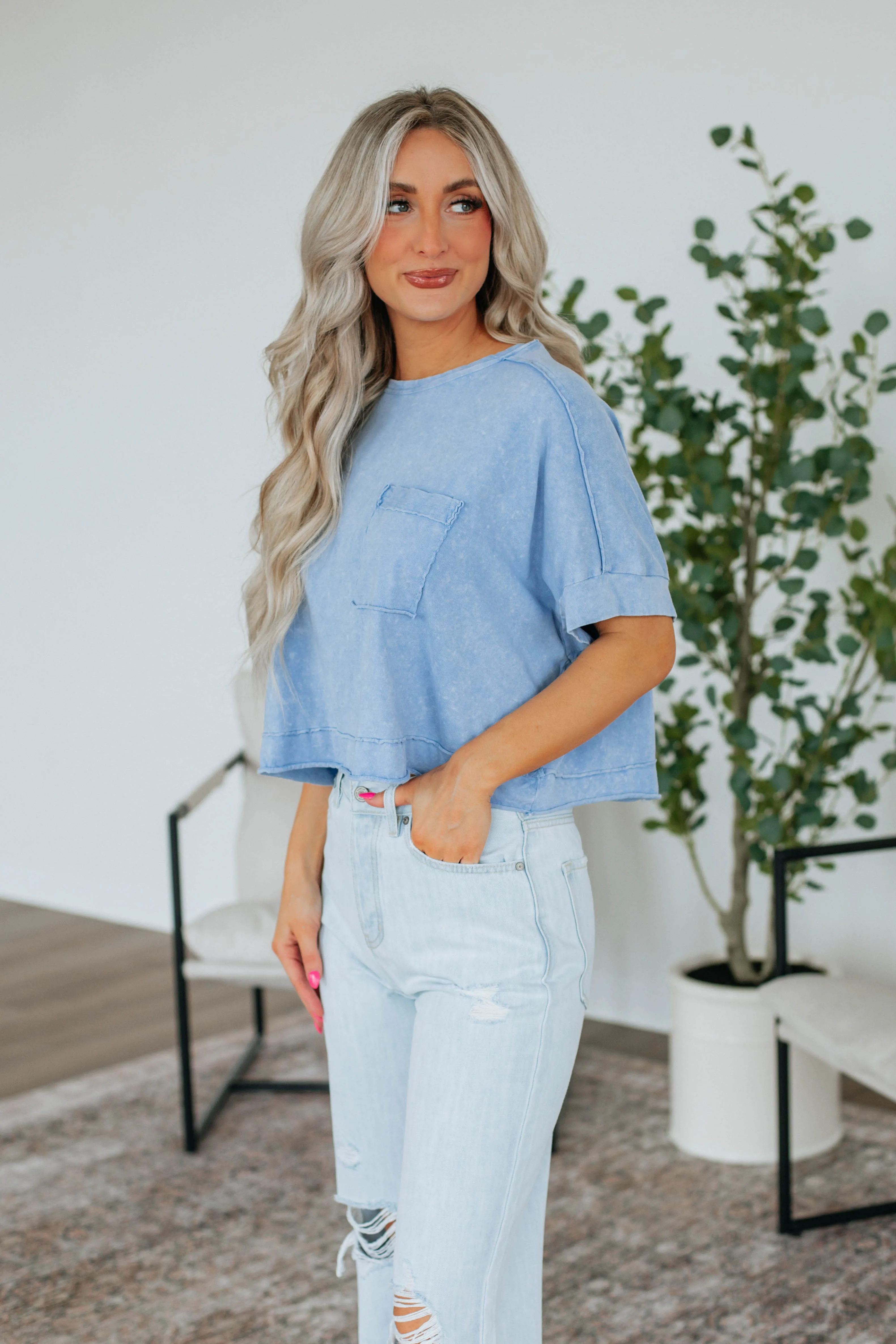 Miles Oversized Tee - Periwinkle sold by Wild Oak Boutique product image thumbnail 2