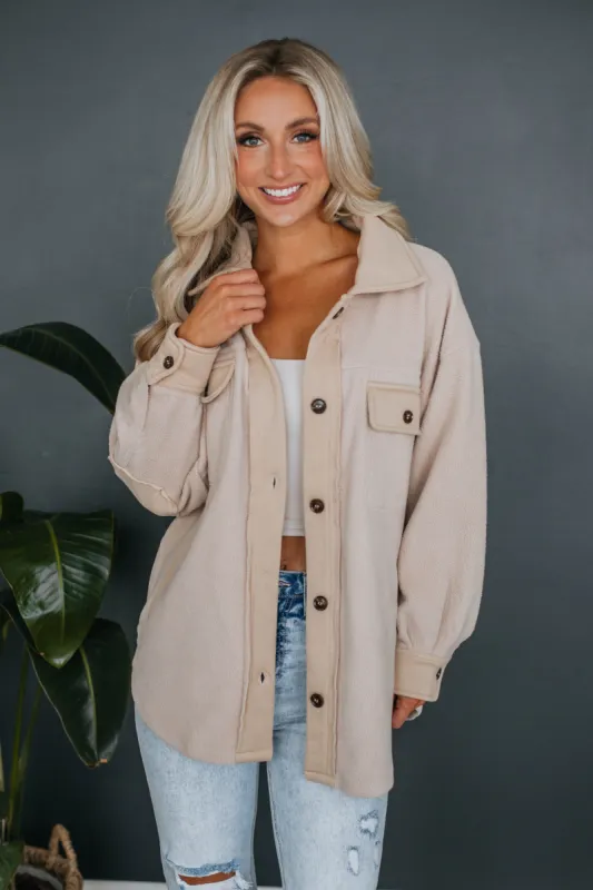 Huntington Fleece Shacket - Natural sold by Wild Oak Boutique