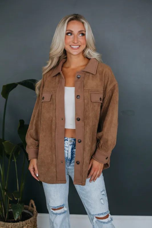 Huntington Fleece Shacket - Mocha sold by Wild Oak Boutique