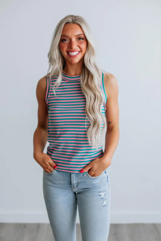 Tylar Ribbed Tank - Pink Mix sold by Wild Oak Boutique