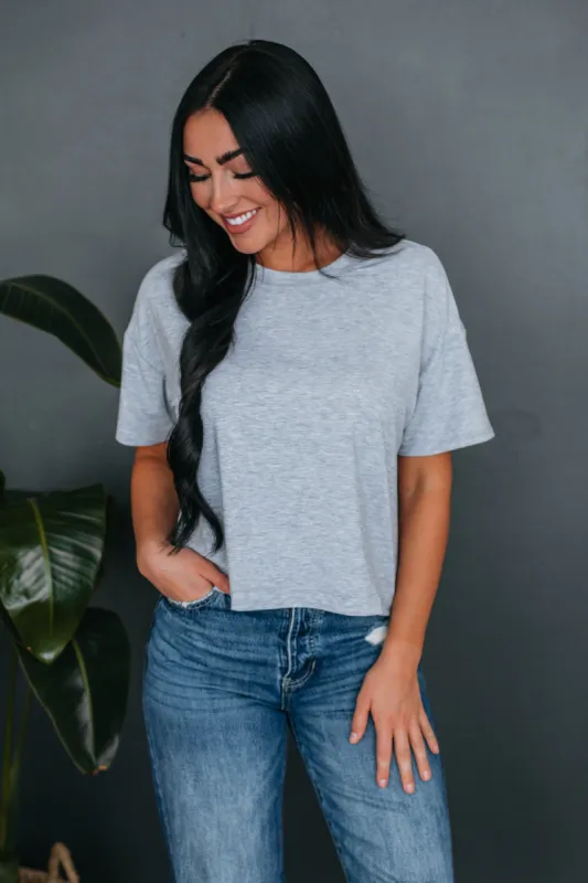 Izzie Basic Tee - Heather Grey sold by Wild Oak Boutique