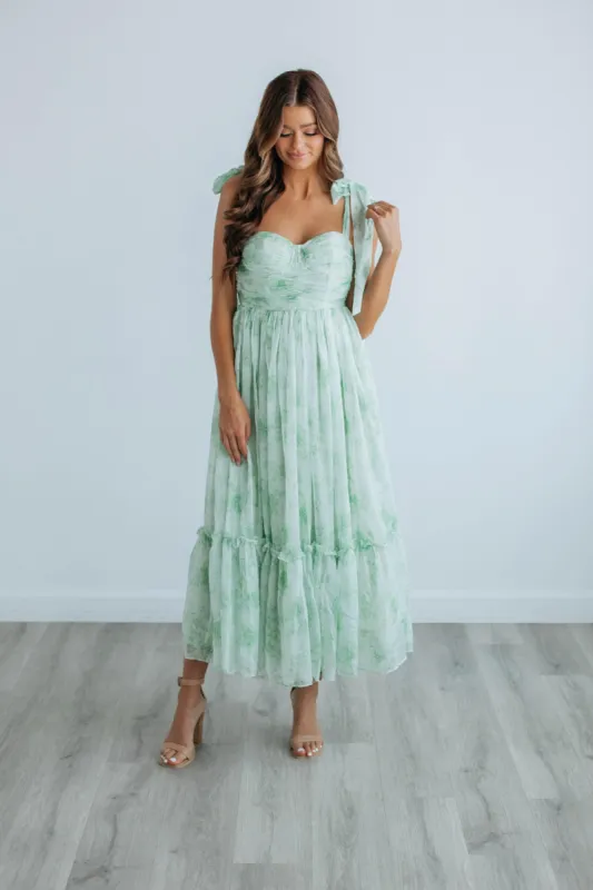 Rosalyn Floral Dress - Sage sold by Wild Oak Boutique