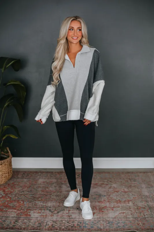 Rowan Oversized Pullover - Grey Mix sold by Wild Oak Boutique