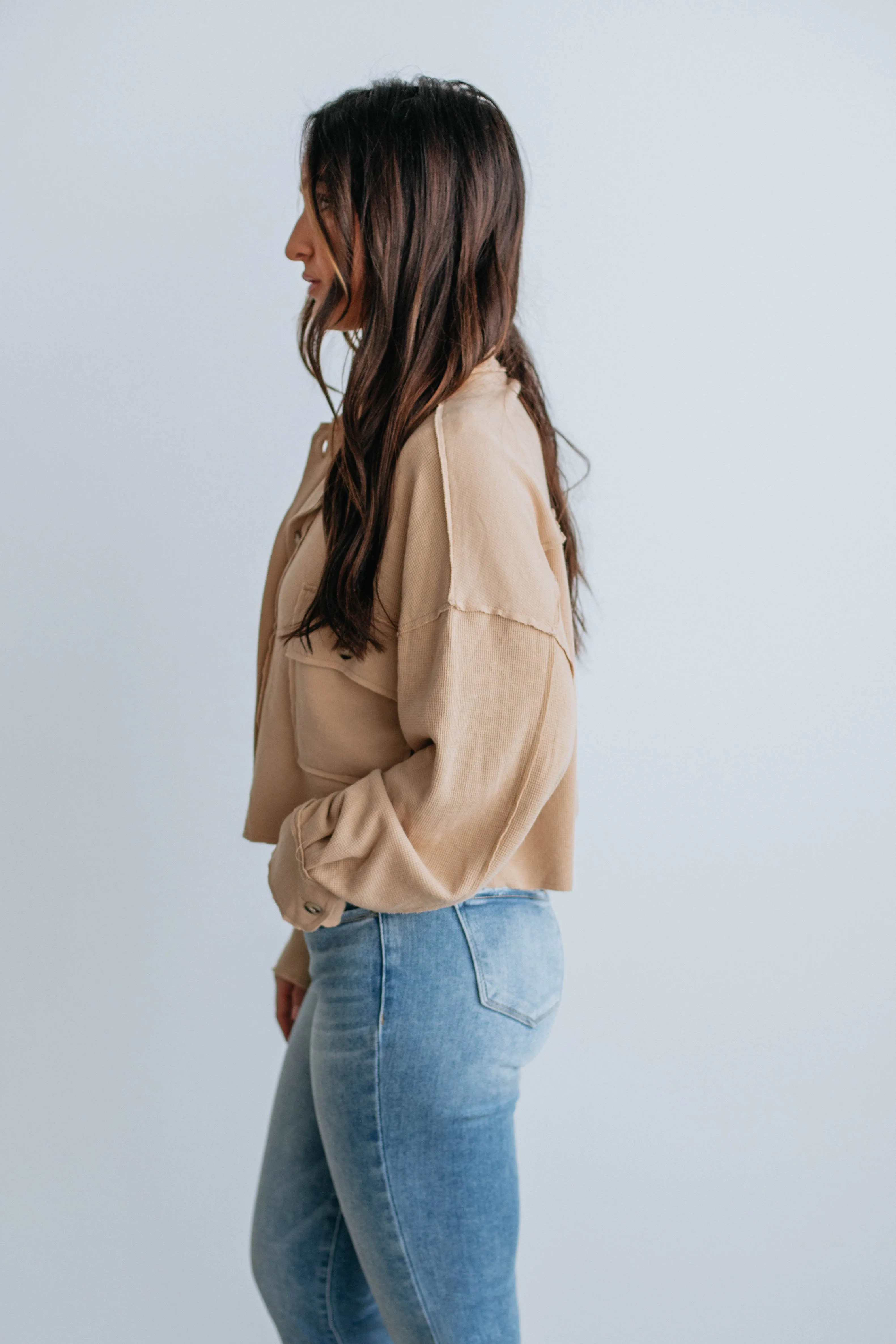 Benny Cropped Shacket - Biscotti sold by Wild Oak Boutique product image thumbnail 3