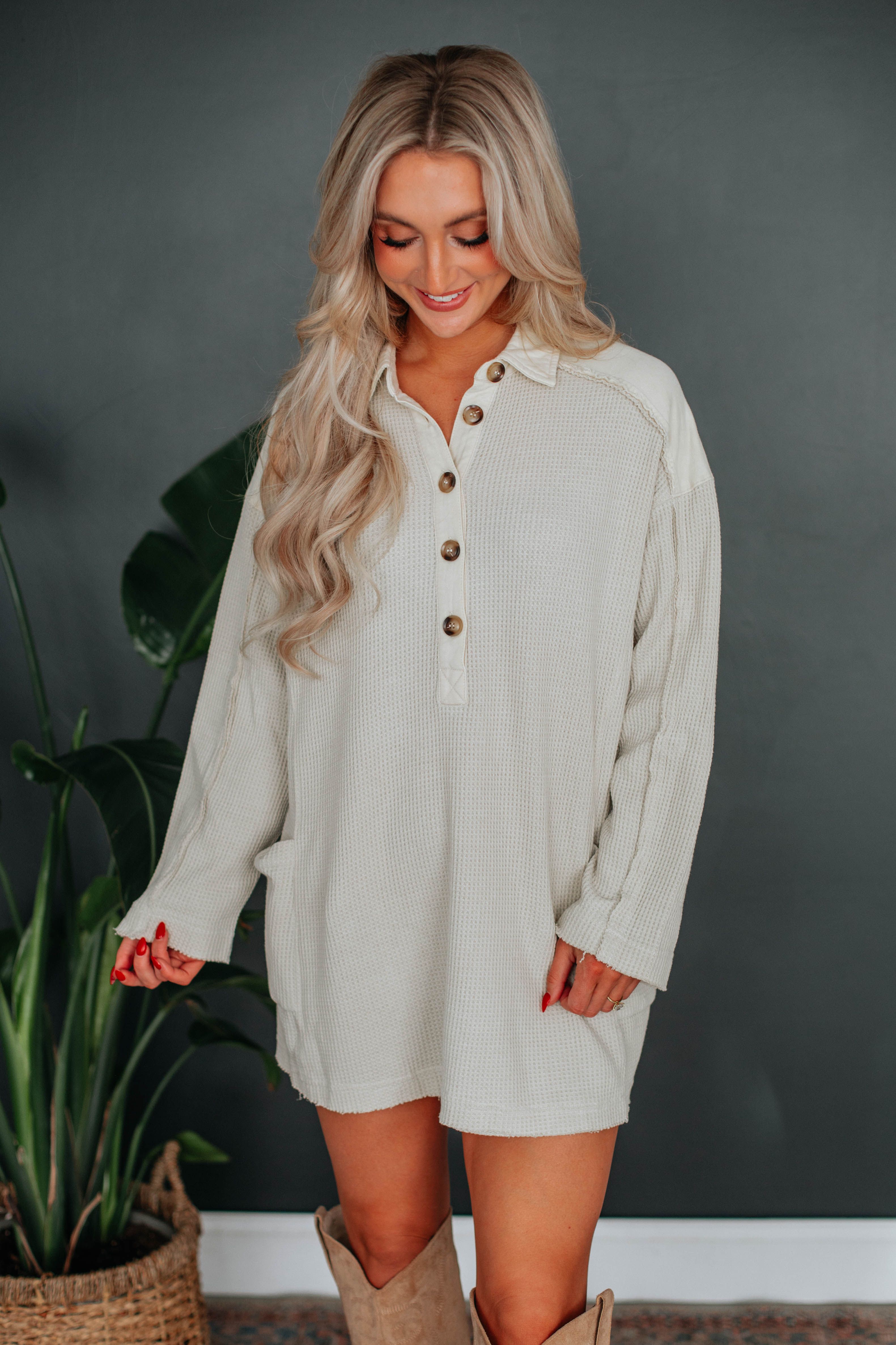 Monet Oversized Henley Top sold by Wild Oak Boutique product image thumbnail 5