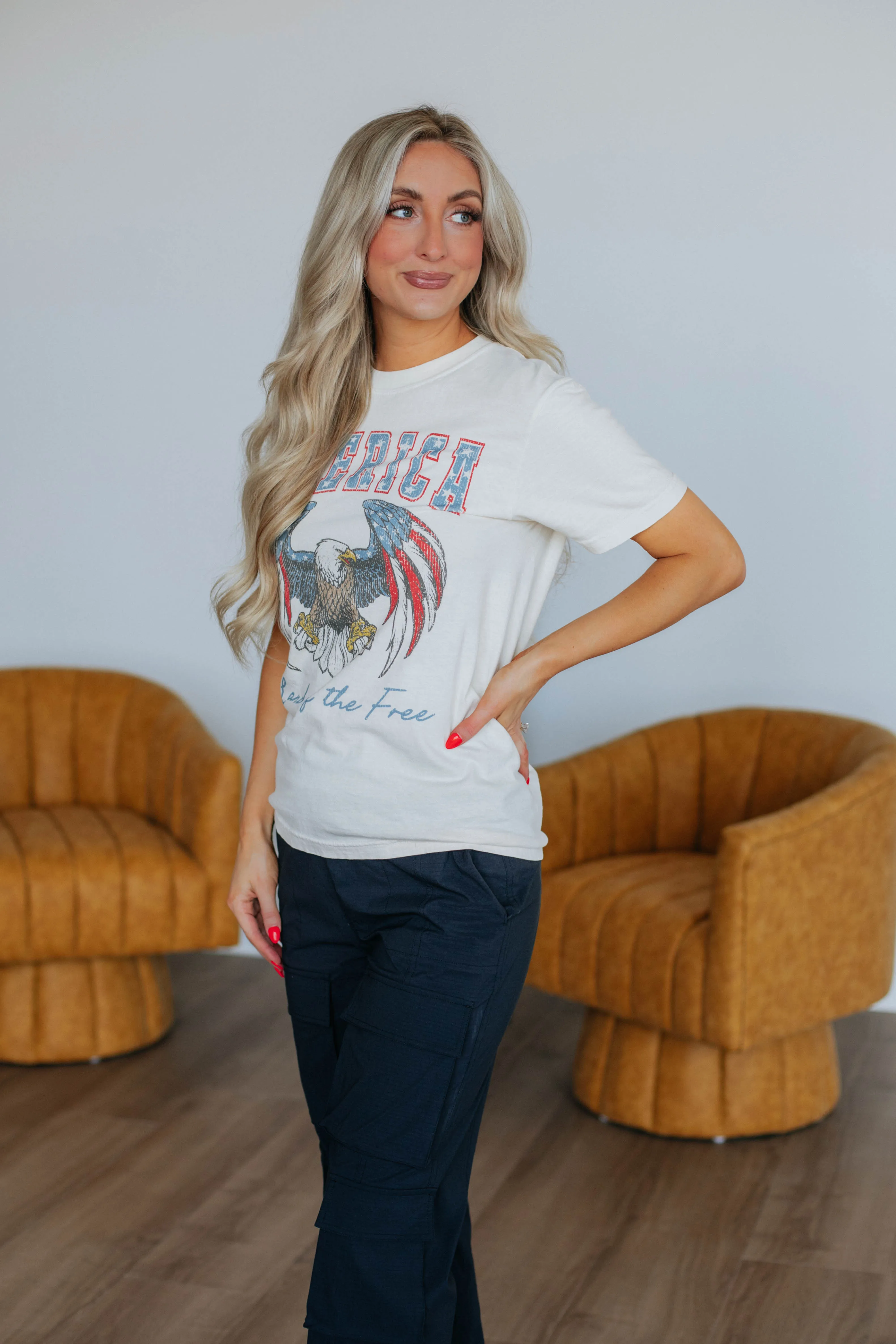 Land Of The Free Graphic Tee - Ivory sold by Wild Oak Boutique product image thumbnail 5