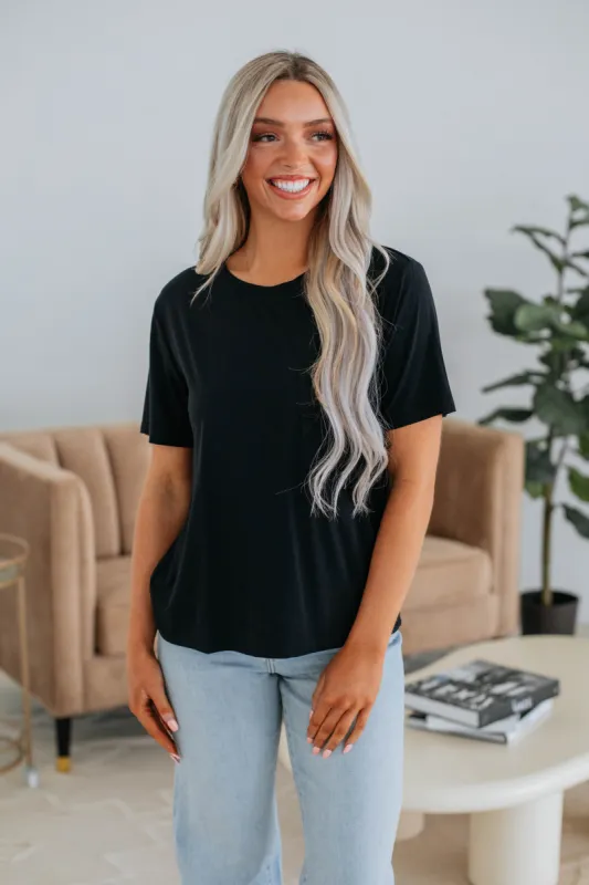Danielle Basic Tee - Black sold by Wild Oak Boutique