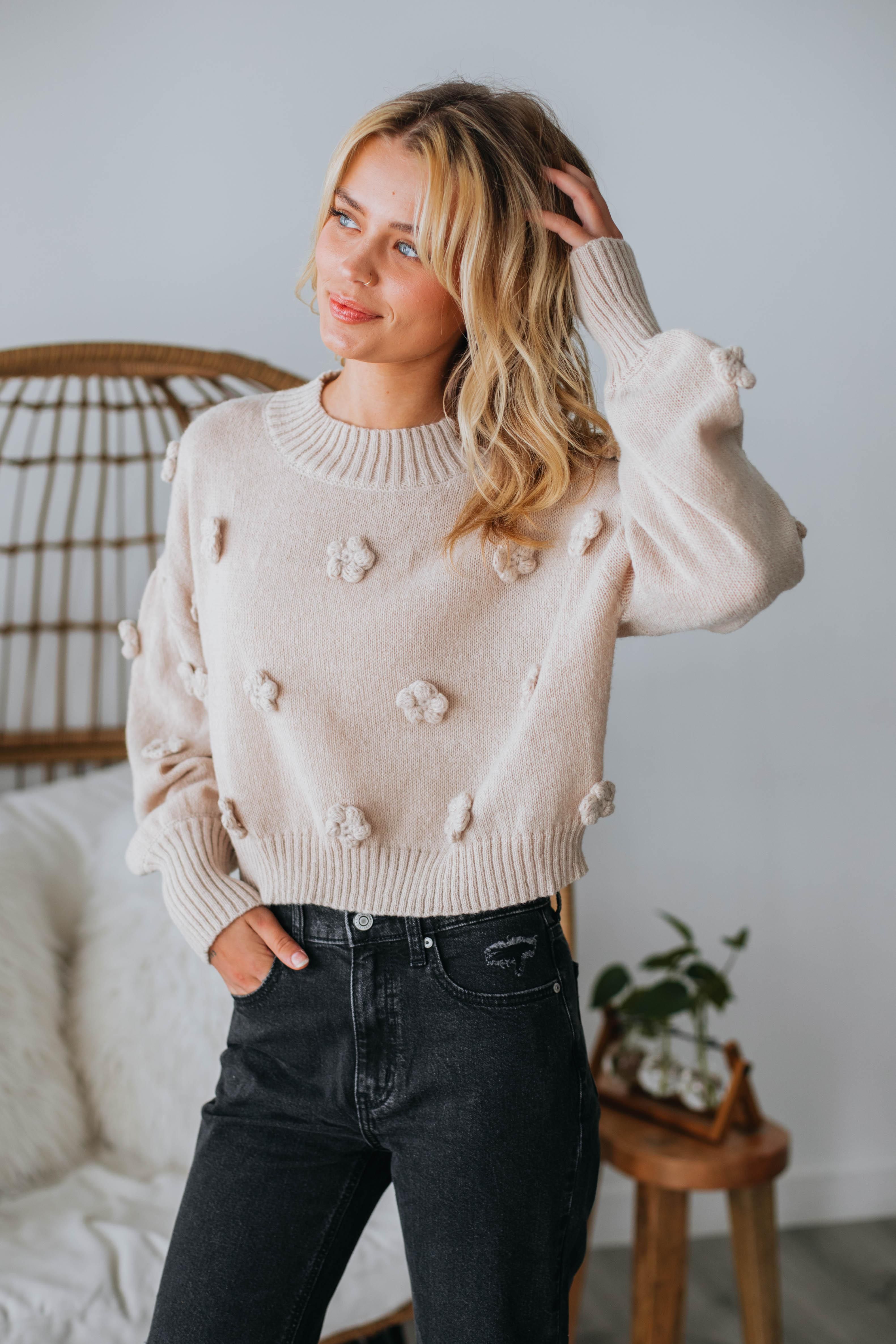 Lenette Flower Sweater sold by Wild Oak Boutique