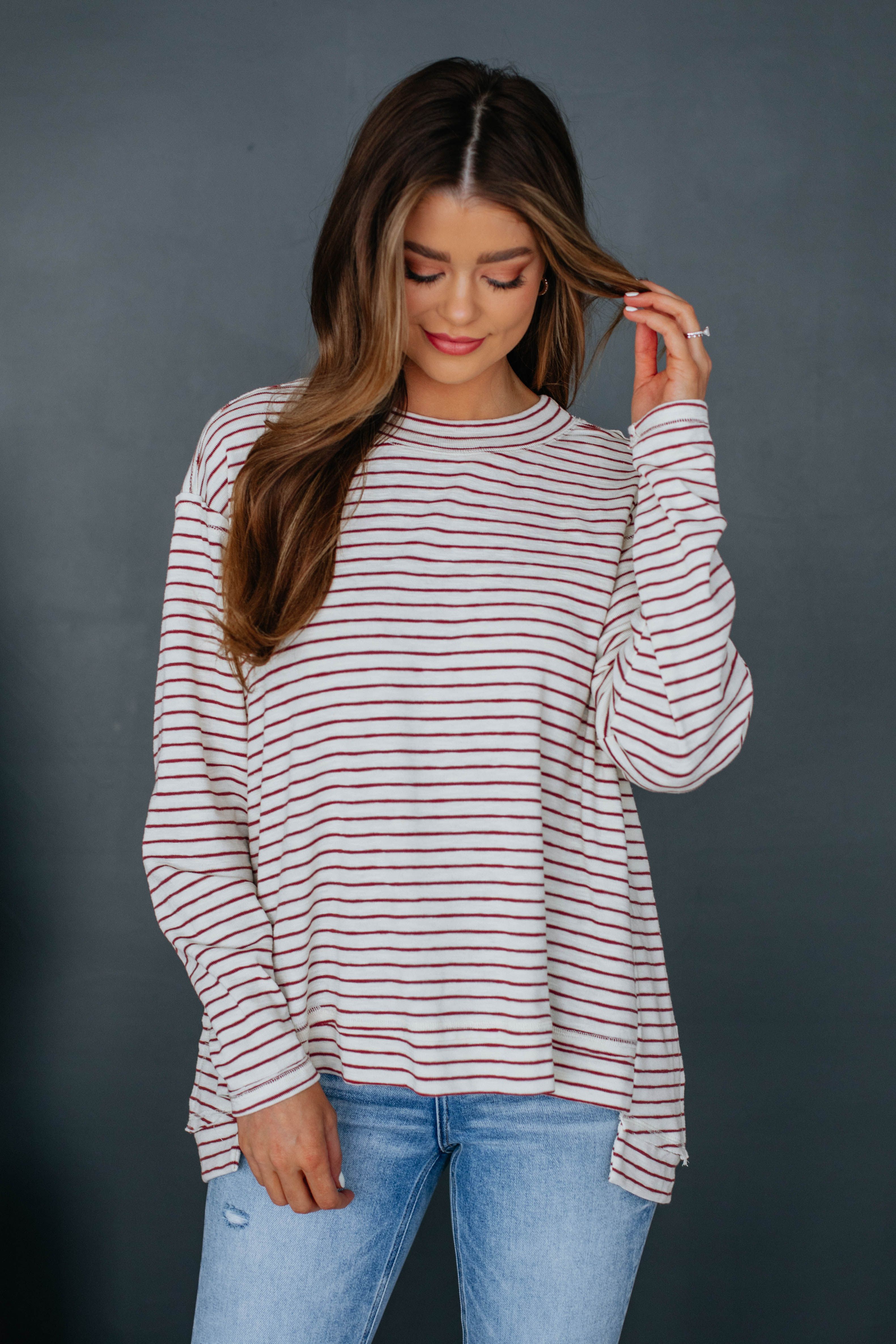 Paisley Striped Top - Cream Mix sold by Wild Oak Boutique