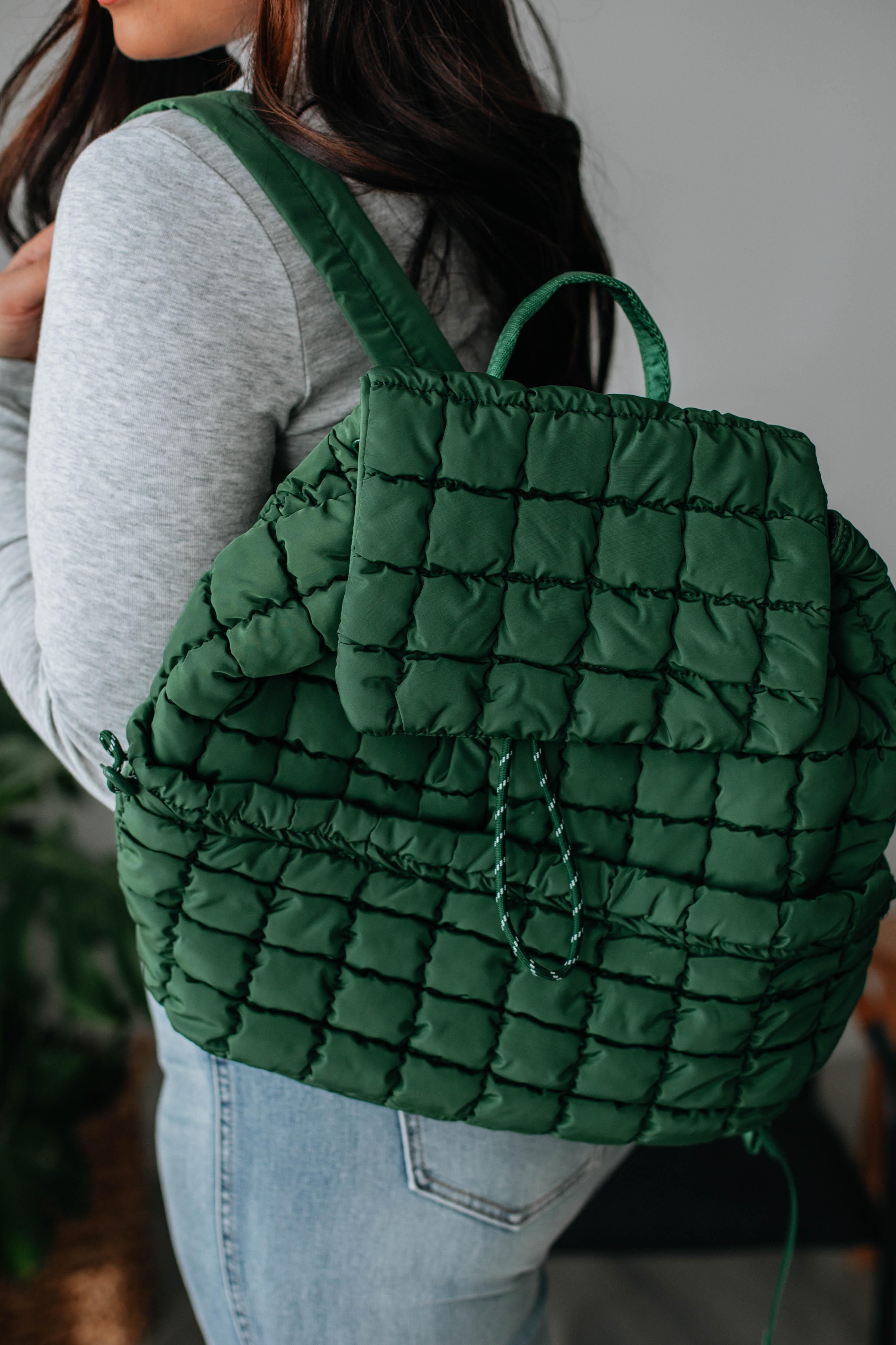 Not So Basic Quilted Backpack - Emerald sold by Wild Oak Boutique product image thumbnail 5