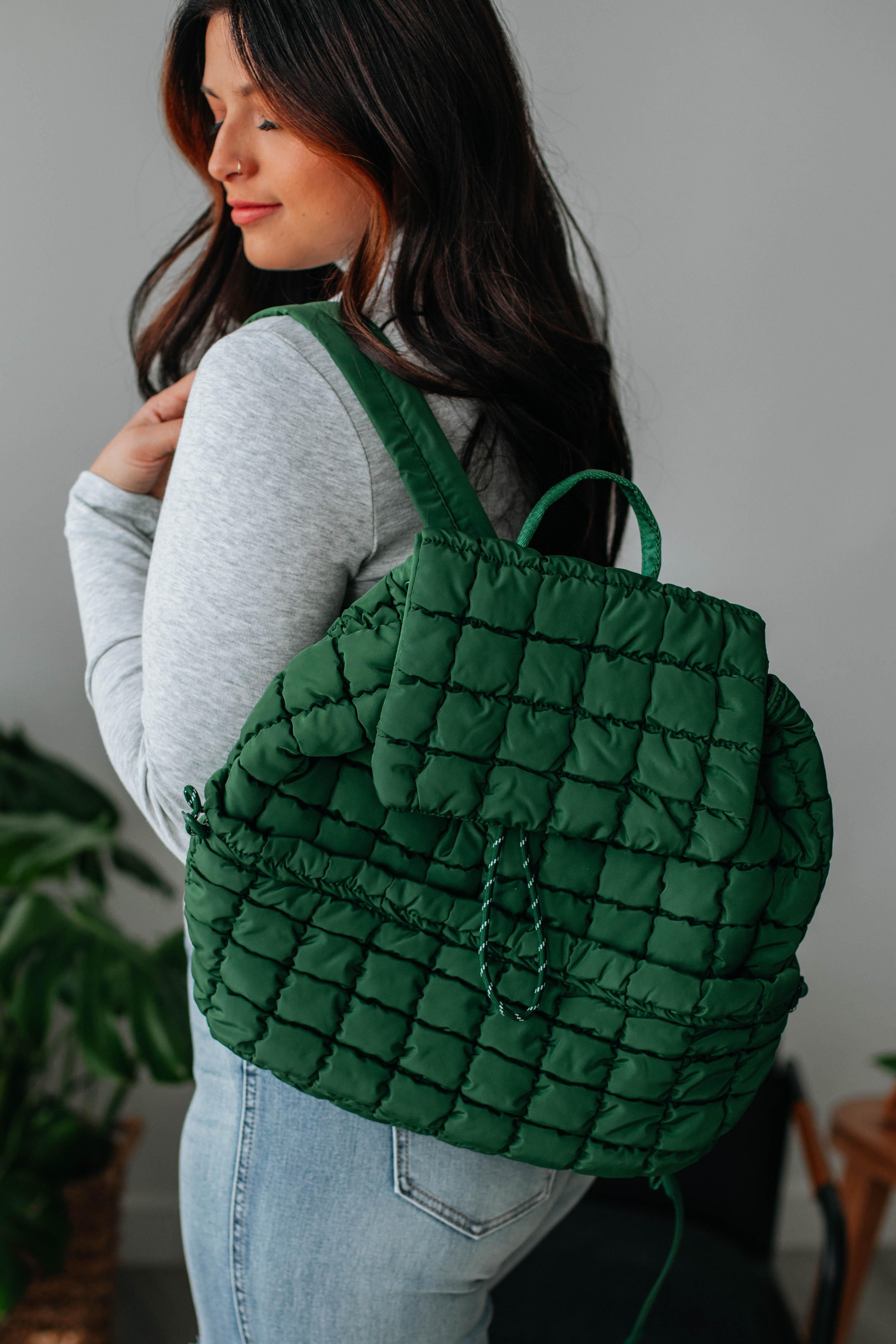 Not So Basic Quilted Backpack - Emerald sold by Wild Oak Boutique product image thumbnail 2