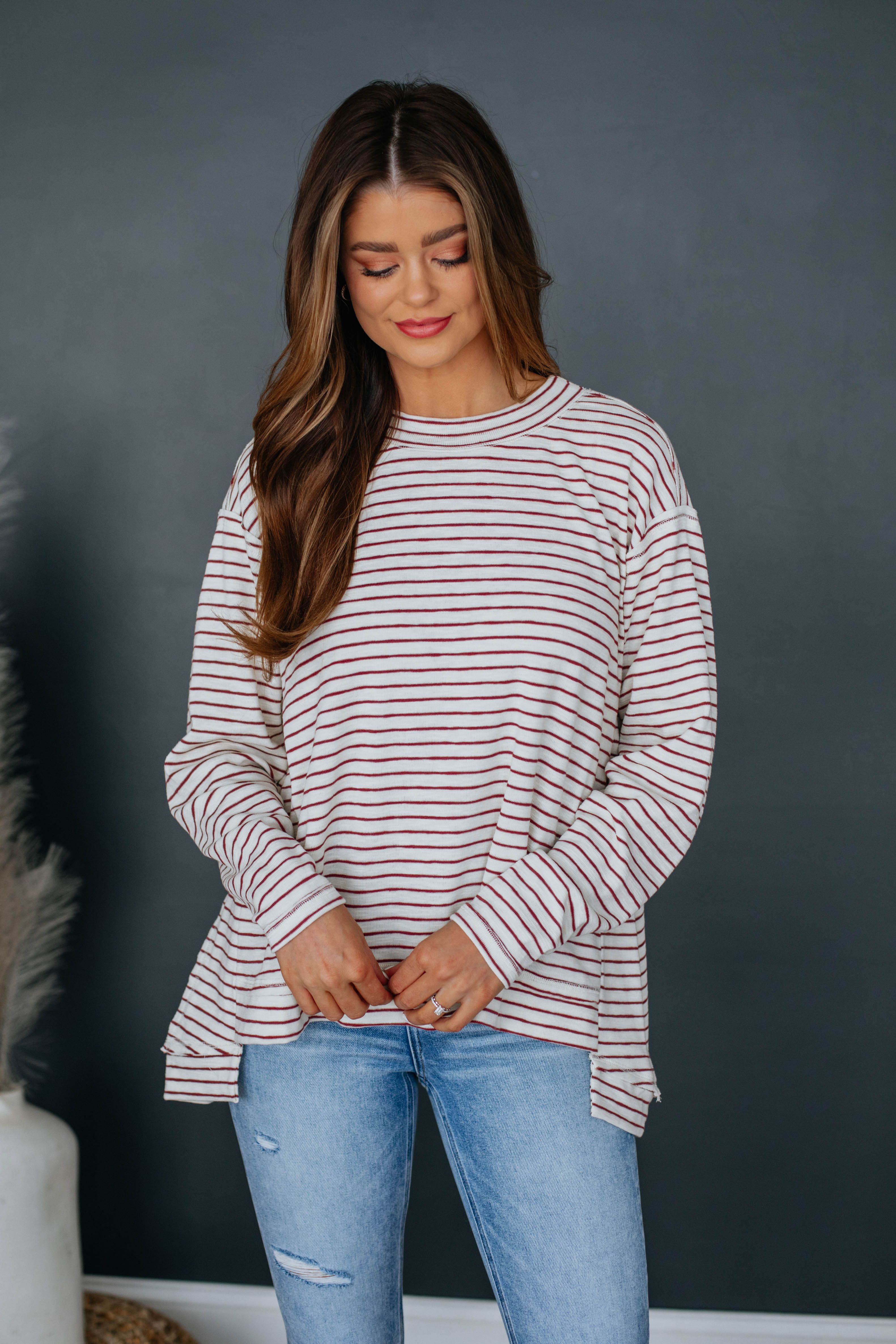 Paisley Striped Top - Cream Mix sold by Wild Oak Boutique product image thumbnail 3