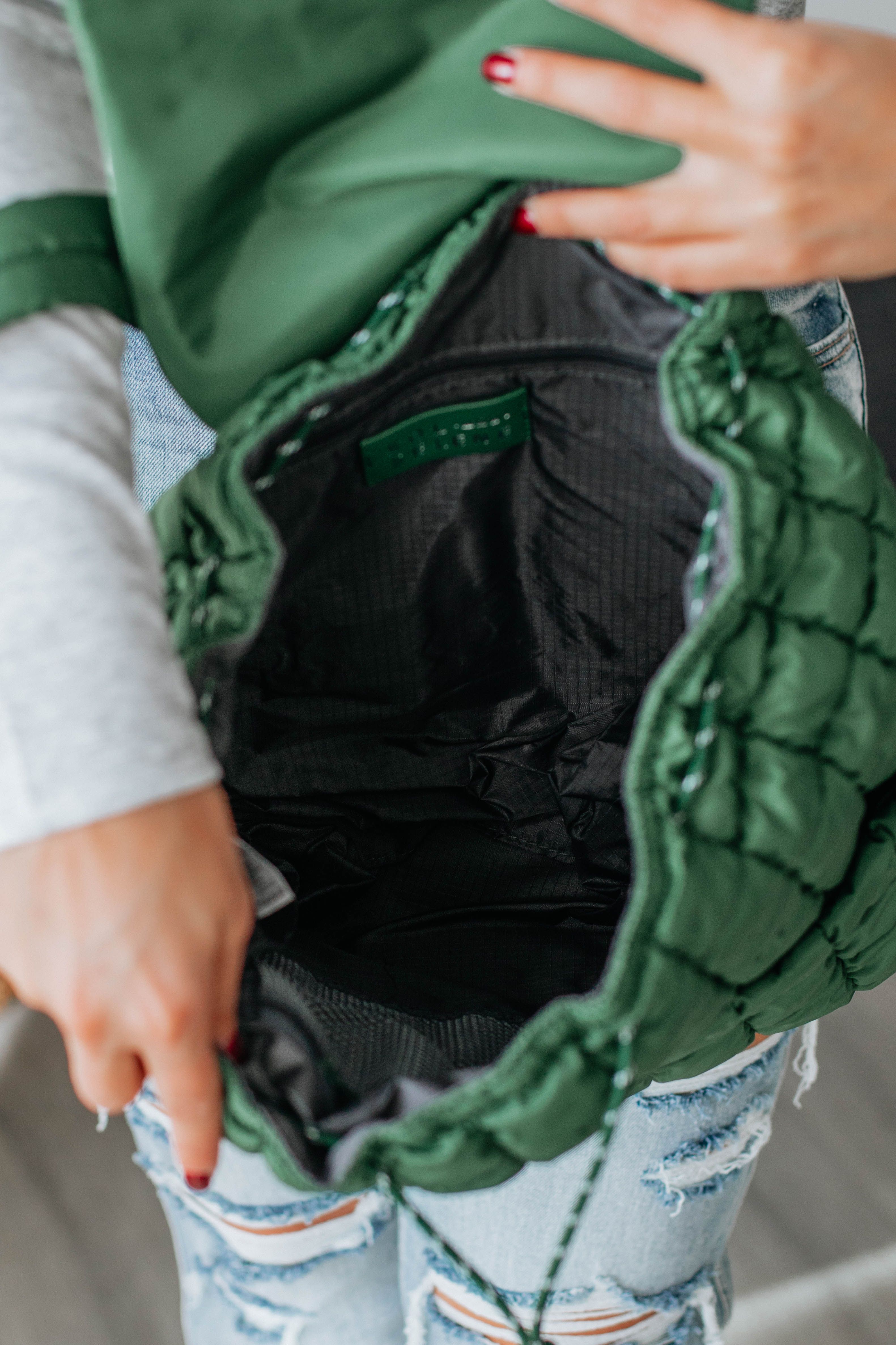 Not So Basic Quilted Backpack - Emerald sold by Wild Oak Boutique product image thumbnail 4