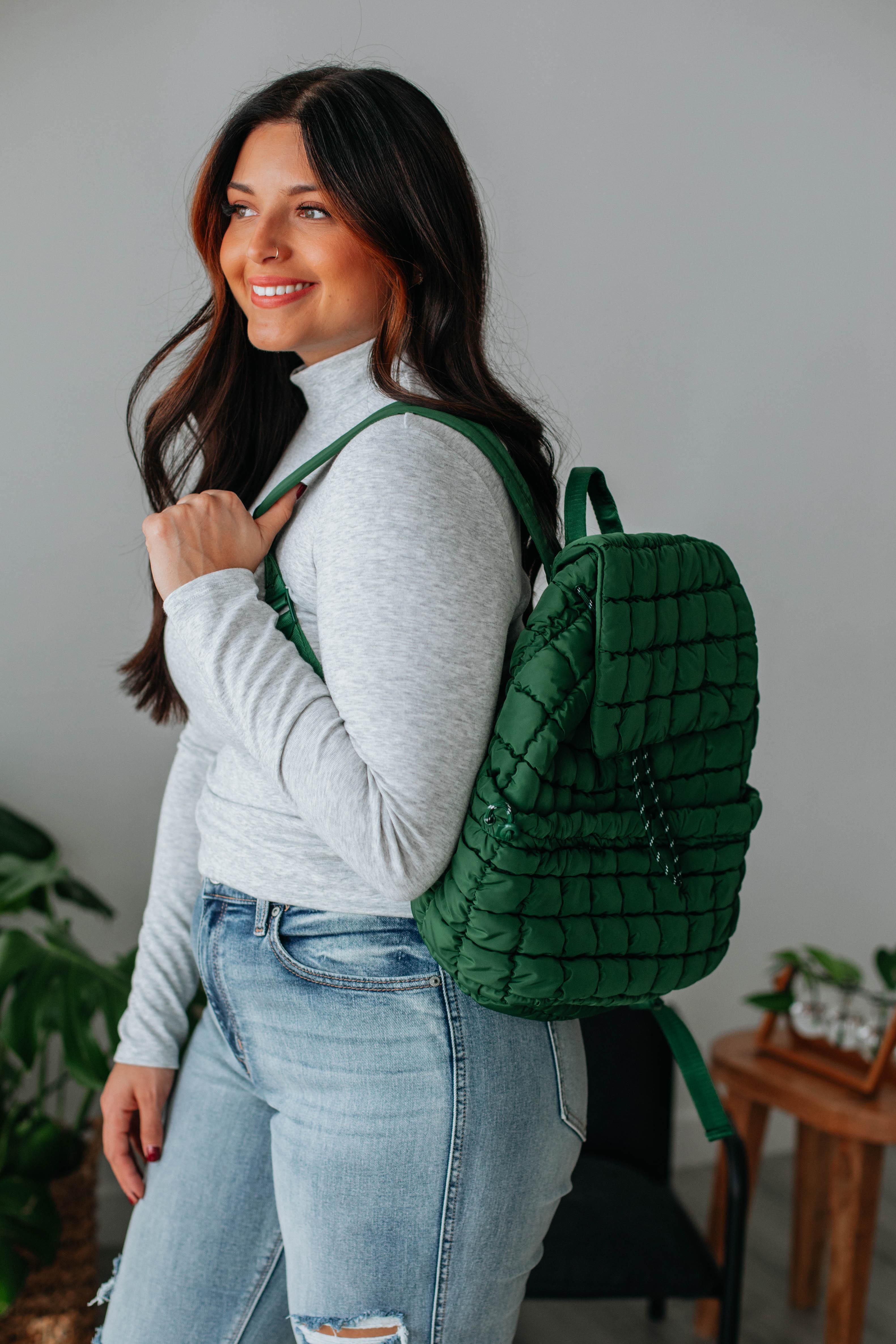 Not So Basic Quilted Backpack - Emerald sold by Wild Oak Boutique