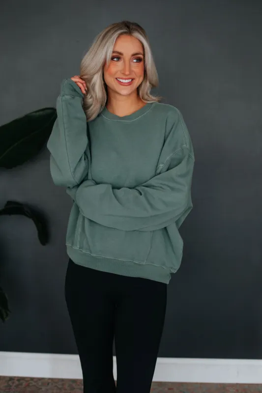 Corby Oversized Sweatshirt - Dusty Sage sold by Wild Oak Boutique