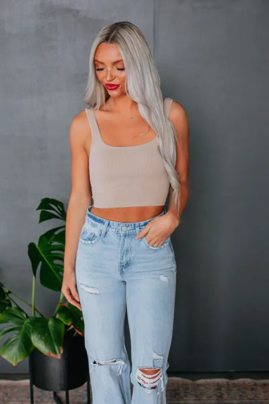 Kaylee Ribbed Tank - Sand sold by Wild Oak Boutique