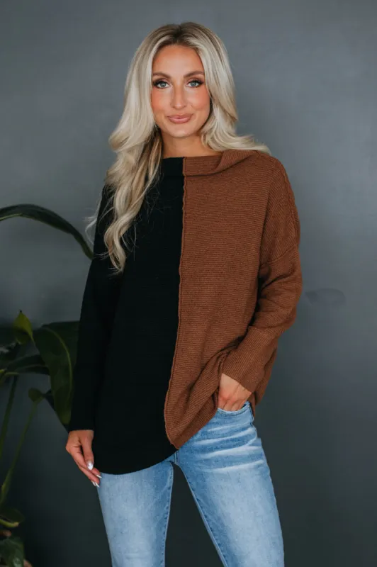Beckham Colorblock Sweater - Chocolate Mix sold by Wild Oak Boutique
