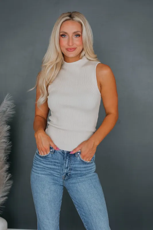 Darby Mock Neck Tank - Taupe made by By Together