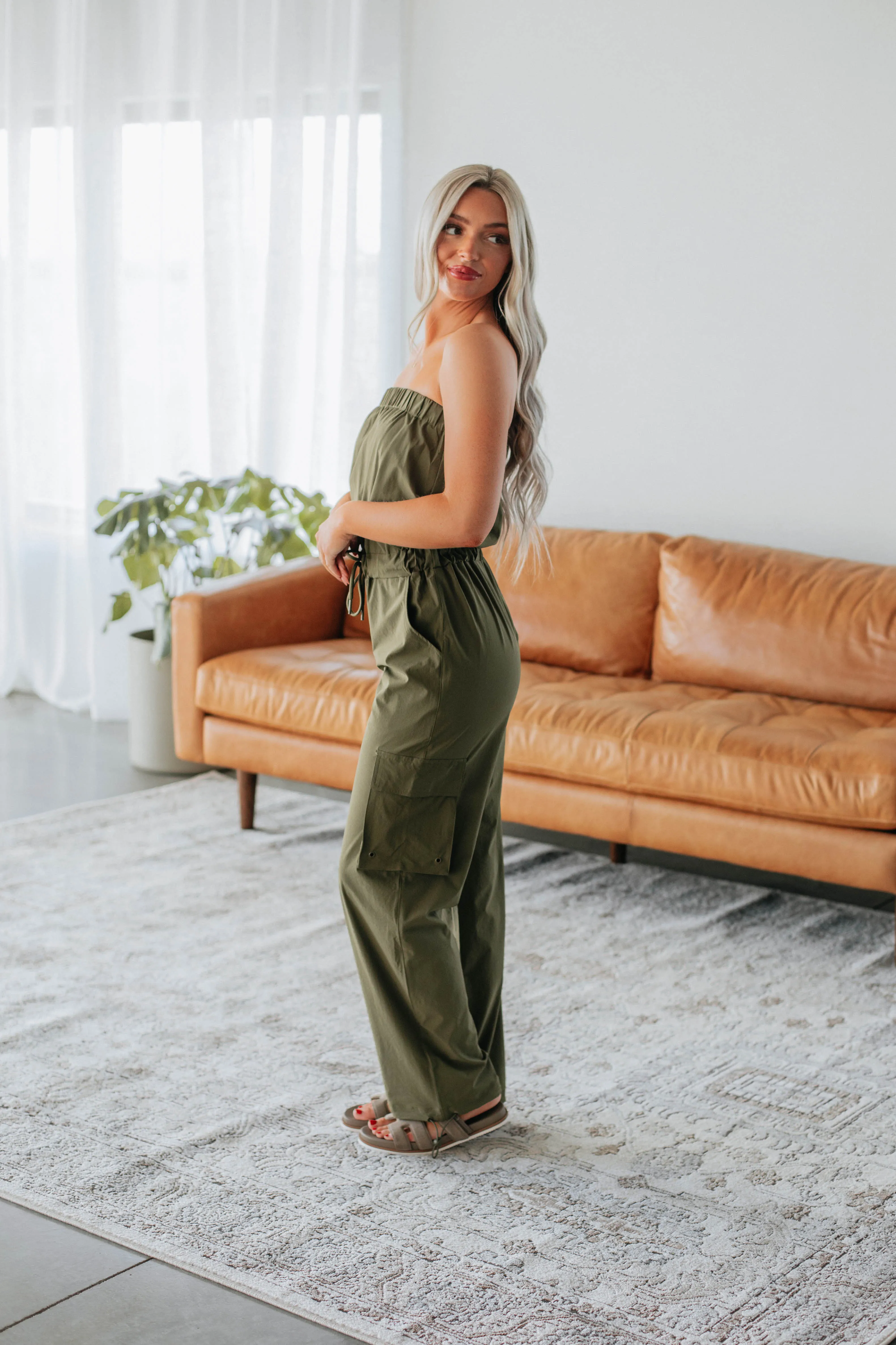 Kamari Active Jumpsuit - Dark Olive sold by Wild Oak Boutique product image thumbnail 2