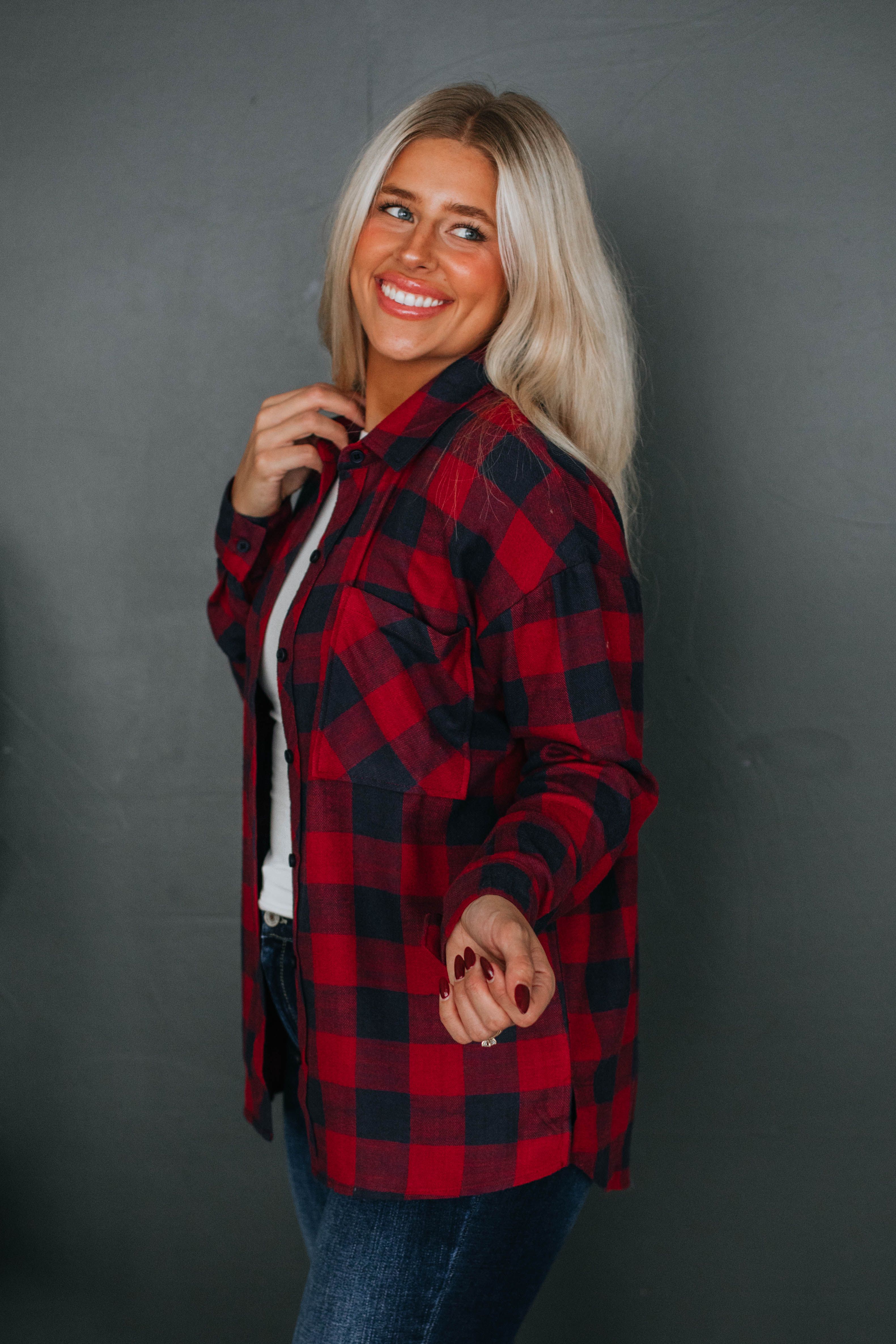 Rayla Flannel - Cranberry Mix sold by Wild Oak Boutique product image thumbnail 3