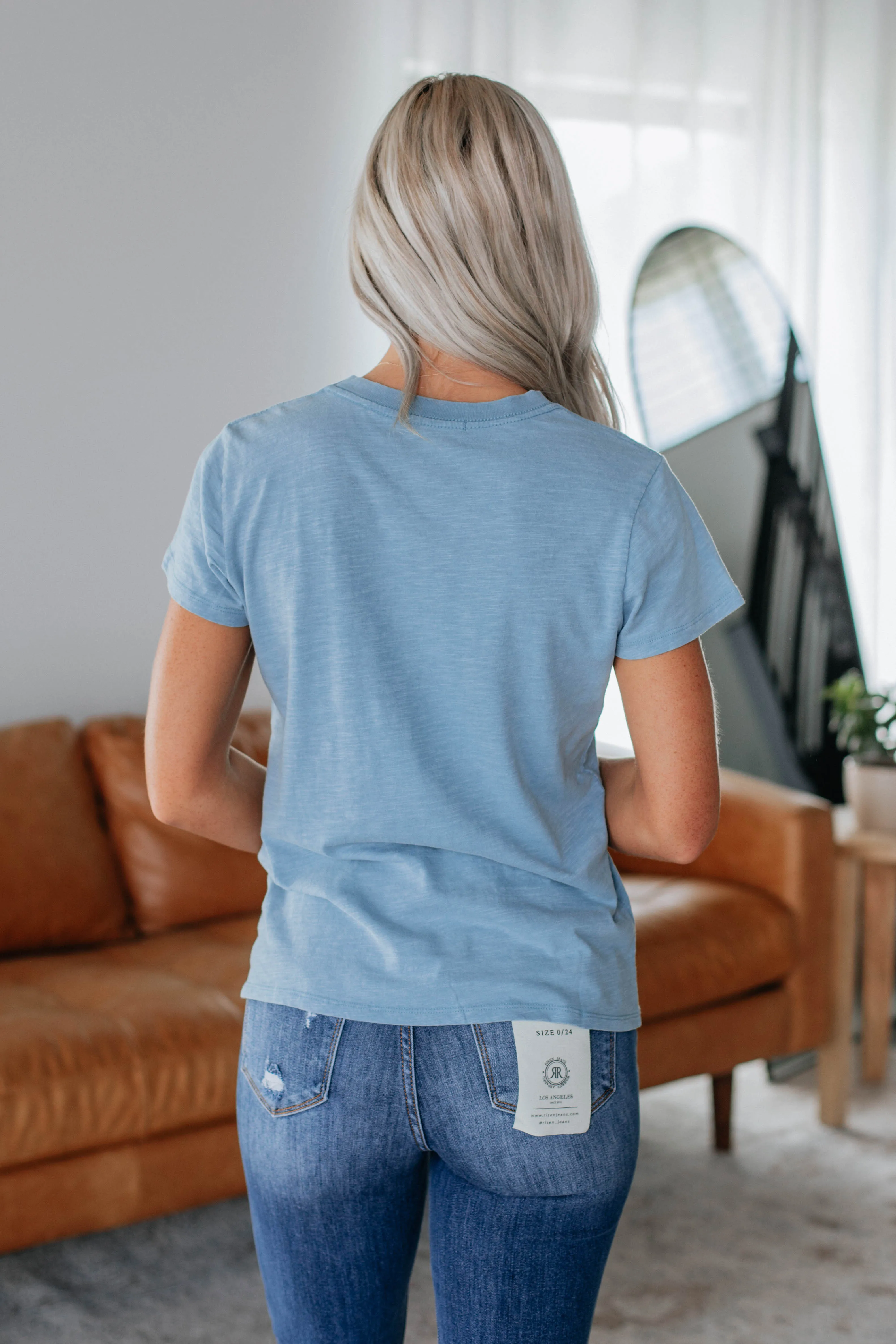 Jeannette Basic Tee - Vintage Blue sold by Wild Oak Boutique product image thumbnail 5