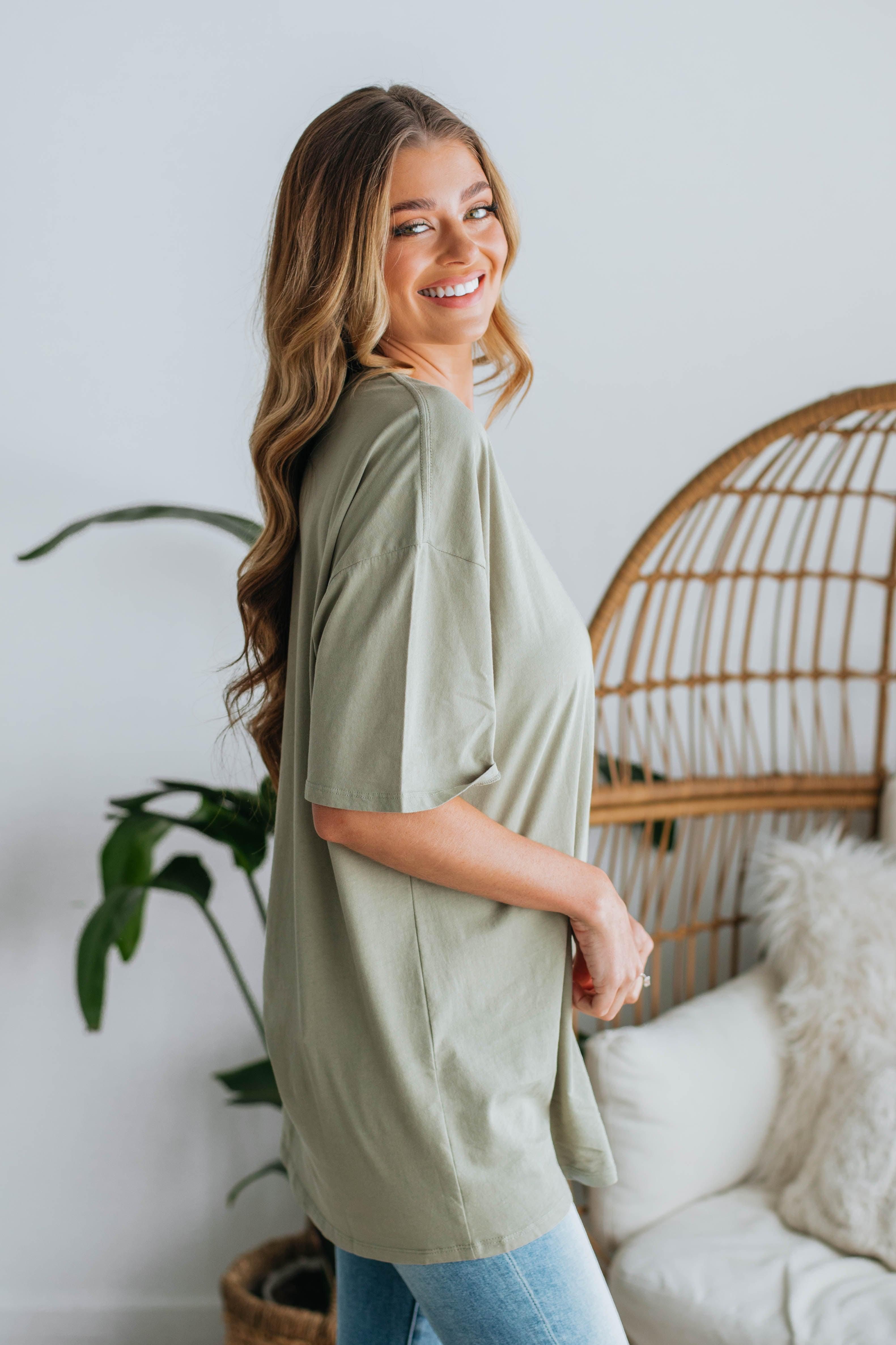 Margot Basic Tee - Sage sold by Wild Oak Boutique product image thumbnail 5