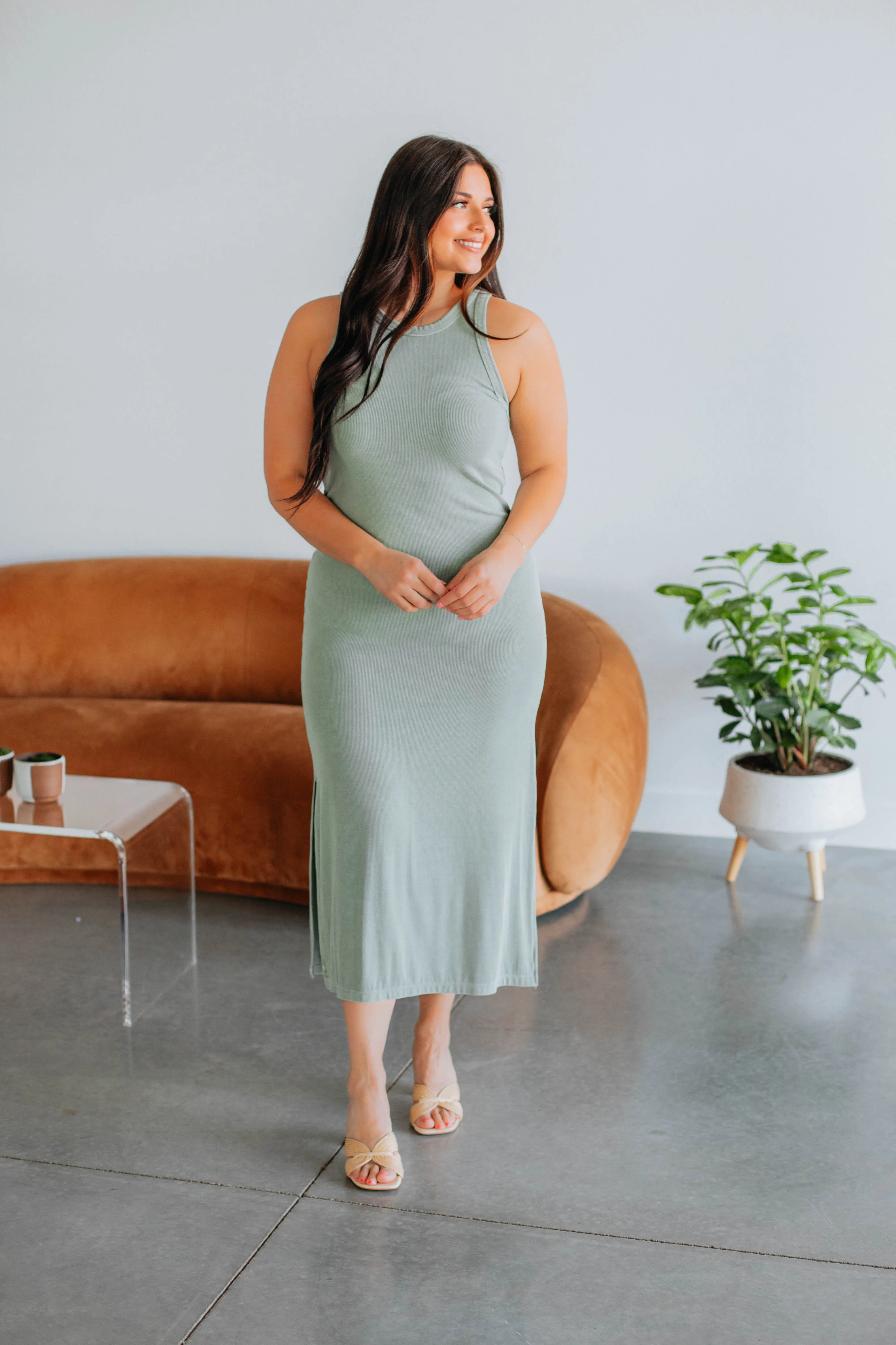 Edeny Ribbed Dress - Sage sold by Wild Oak Boutique product image thumbnail 4