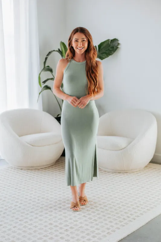 Edeny Ribbed Dress - Sage sold by Wild Oak Boutique