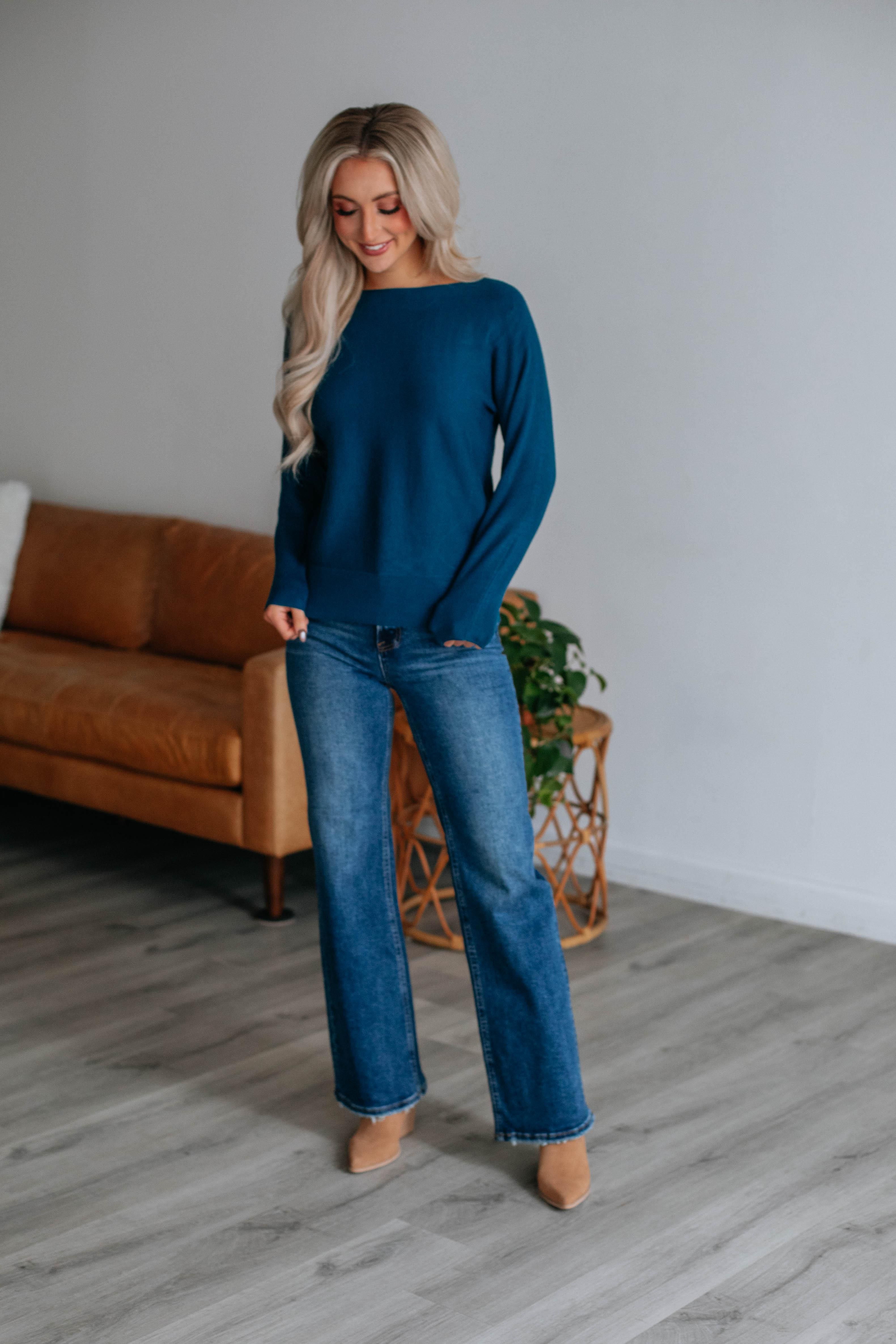 Helen Ribbed Sweater - Dark Teal sold by Wild Oak Boutique product image thumbnail 3