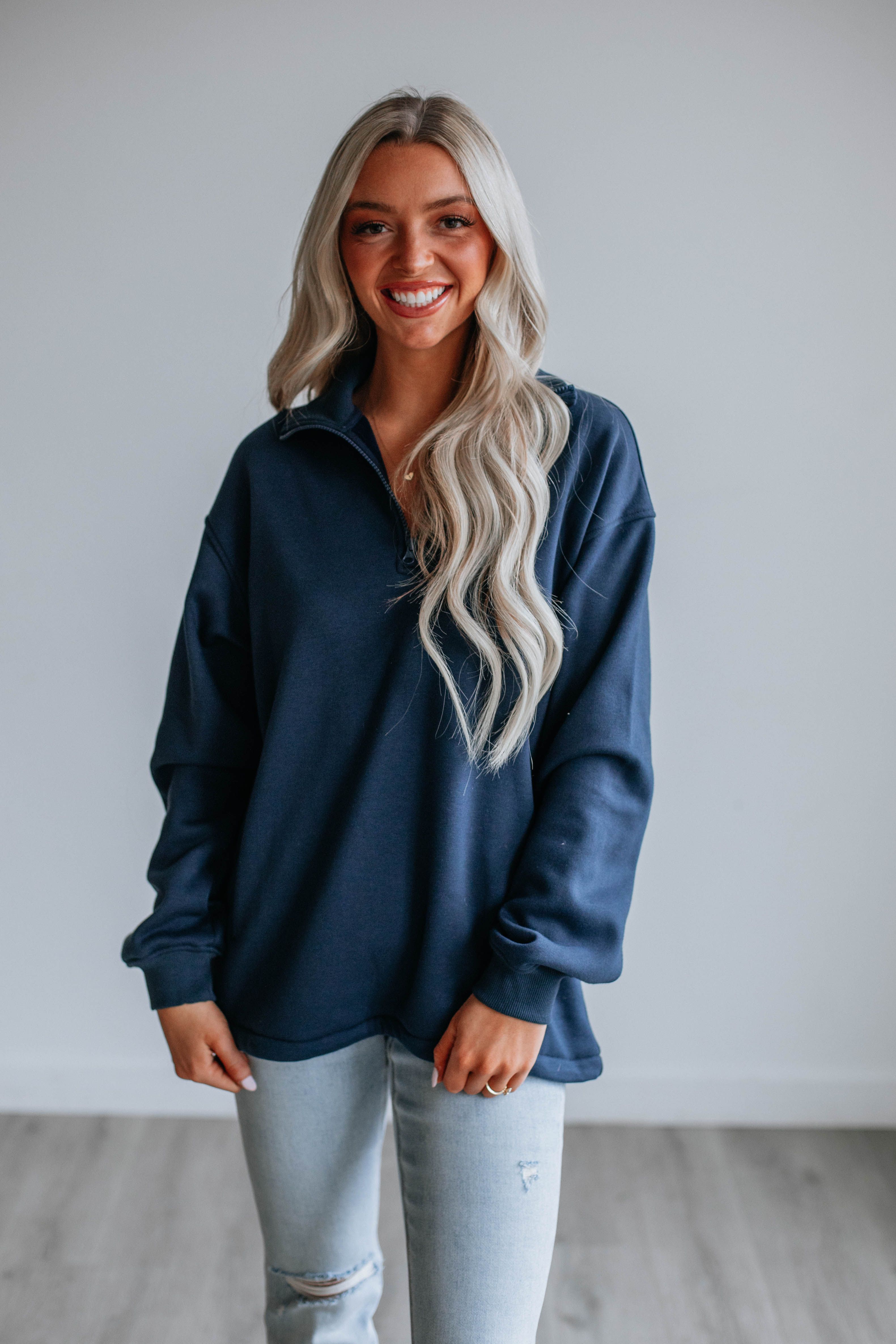Jett Half-Zip Pullover - Navy sold by Wild Oak Boutique product image thumbnail 4