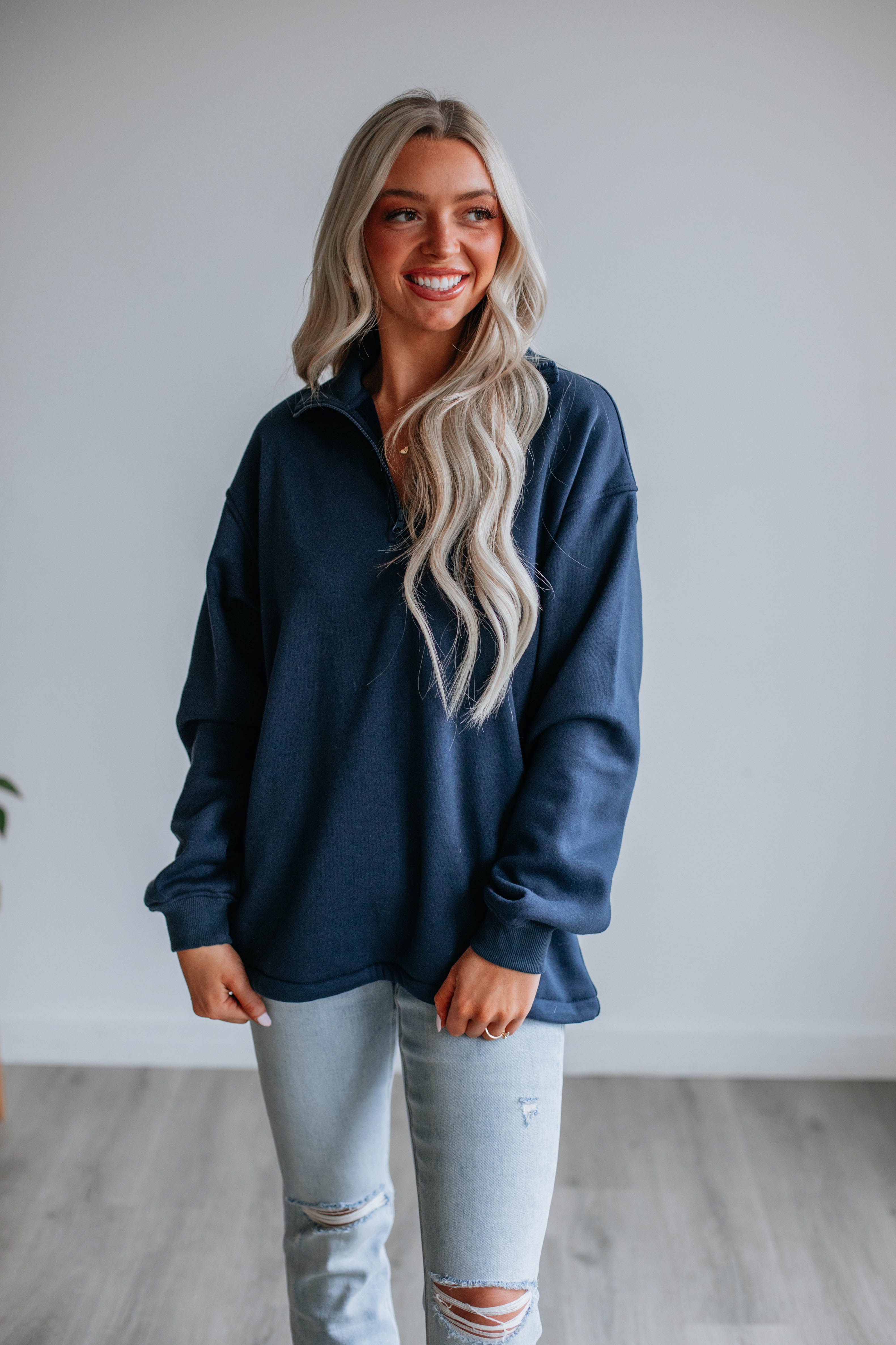 Jett Half-Zip Pullover - Navy sold by Wild Oak Boutique