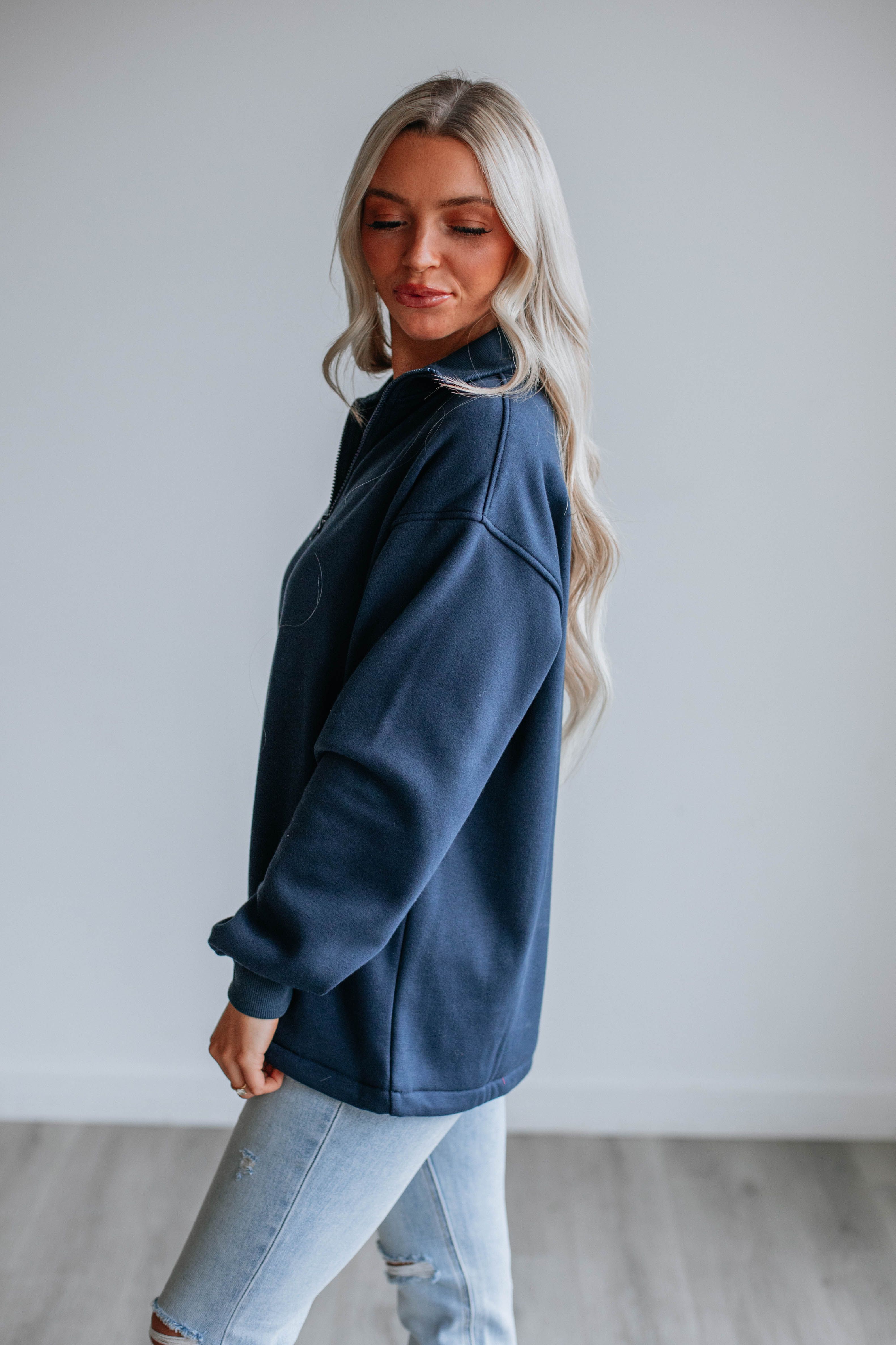 Jett Half-Zip Pullover - Navy sold by Wild Oak Boutique product image thumbnail 2