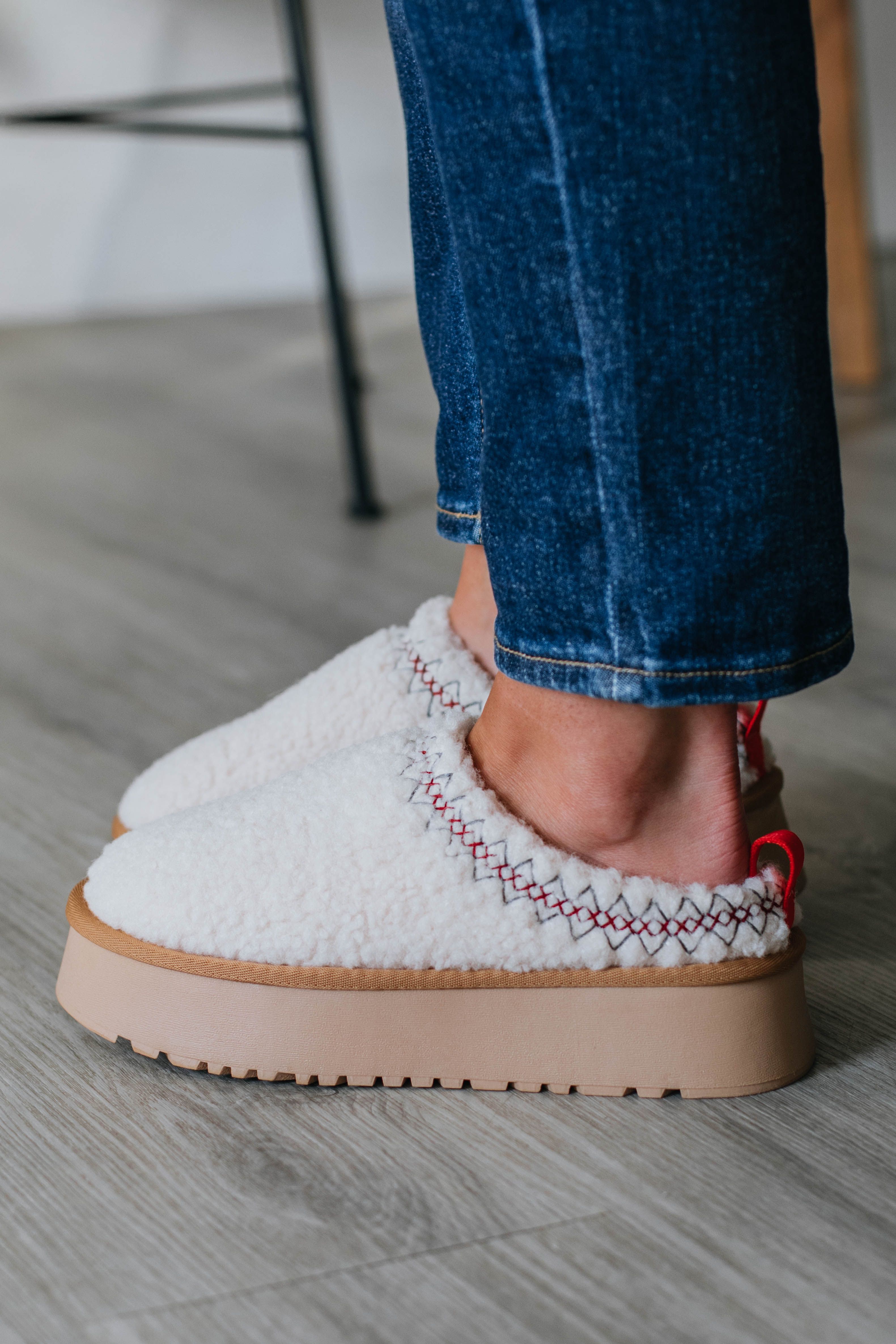 Cozy Era Sherpa Platform Slippers - Cream sold by Wild Oak Boutique product image thumbnail 2