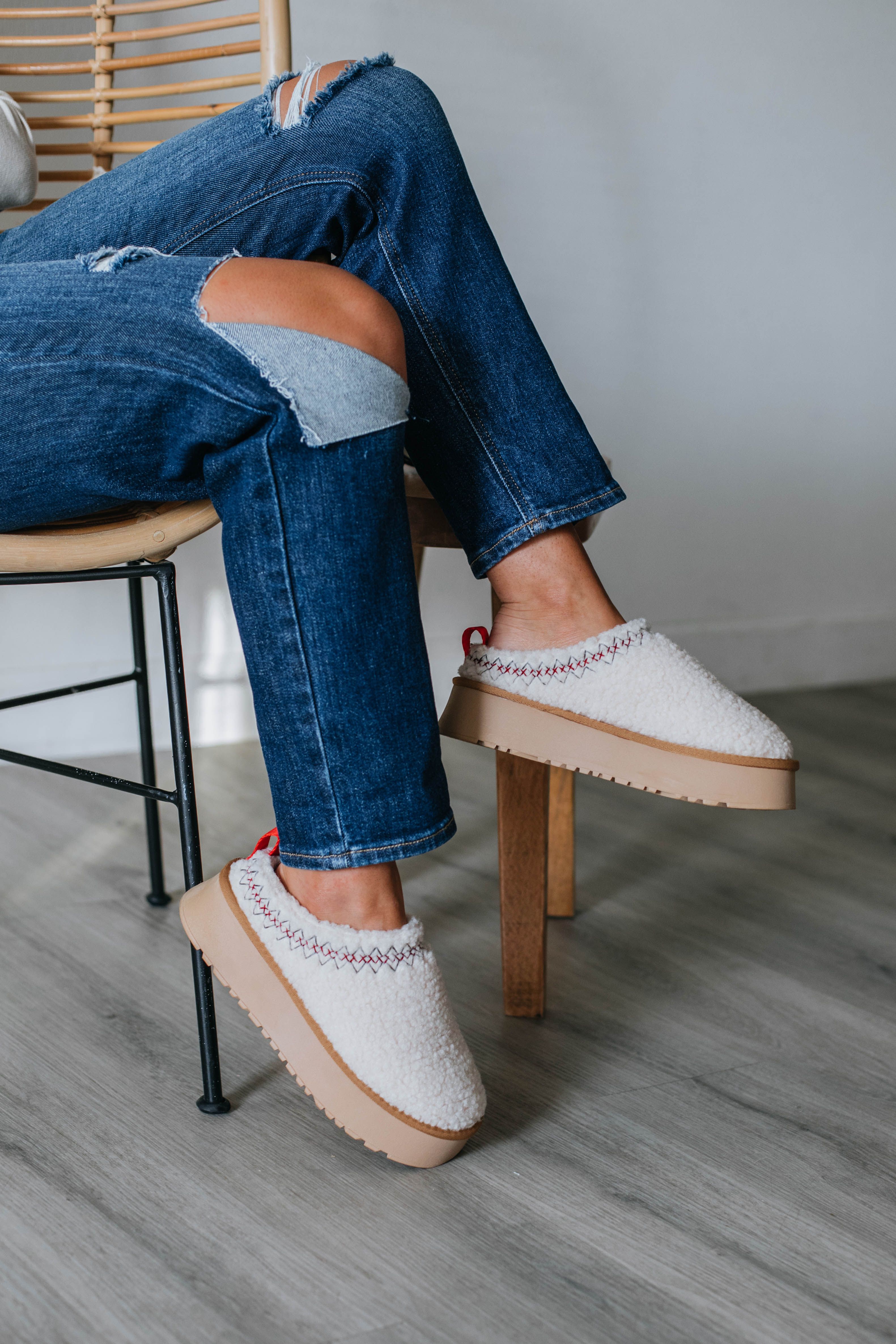 Cozy Era Sherpa Platform Slippers - Cream sold by Wild Oak Boutique product image thumbnail 3