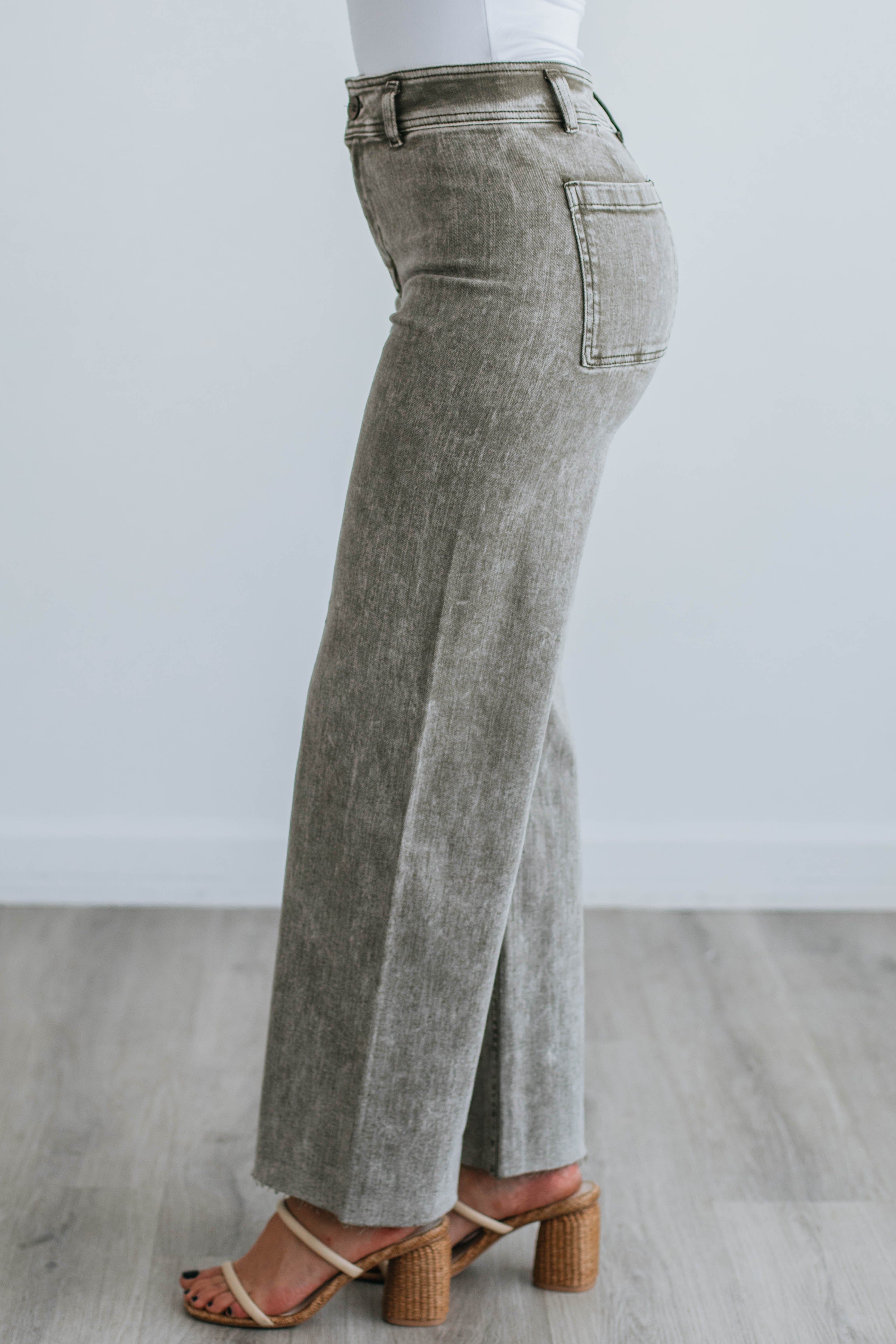 Kirby Wide Leg Pants - Washed Olive sold by Wild Oak Boutique product image thumbnail 3