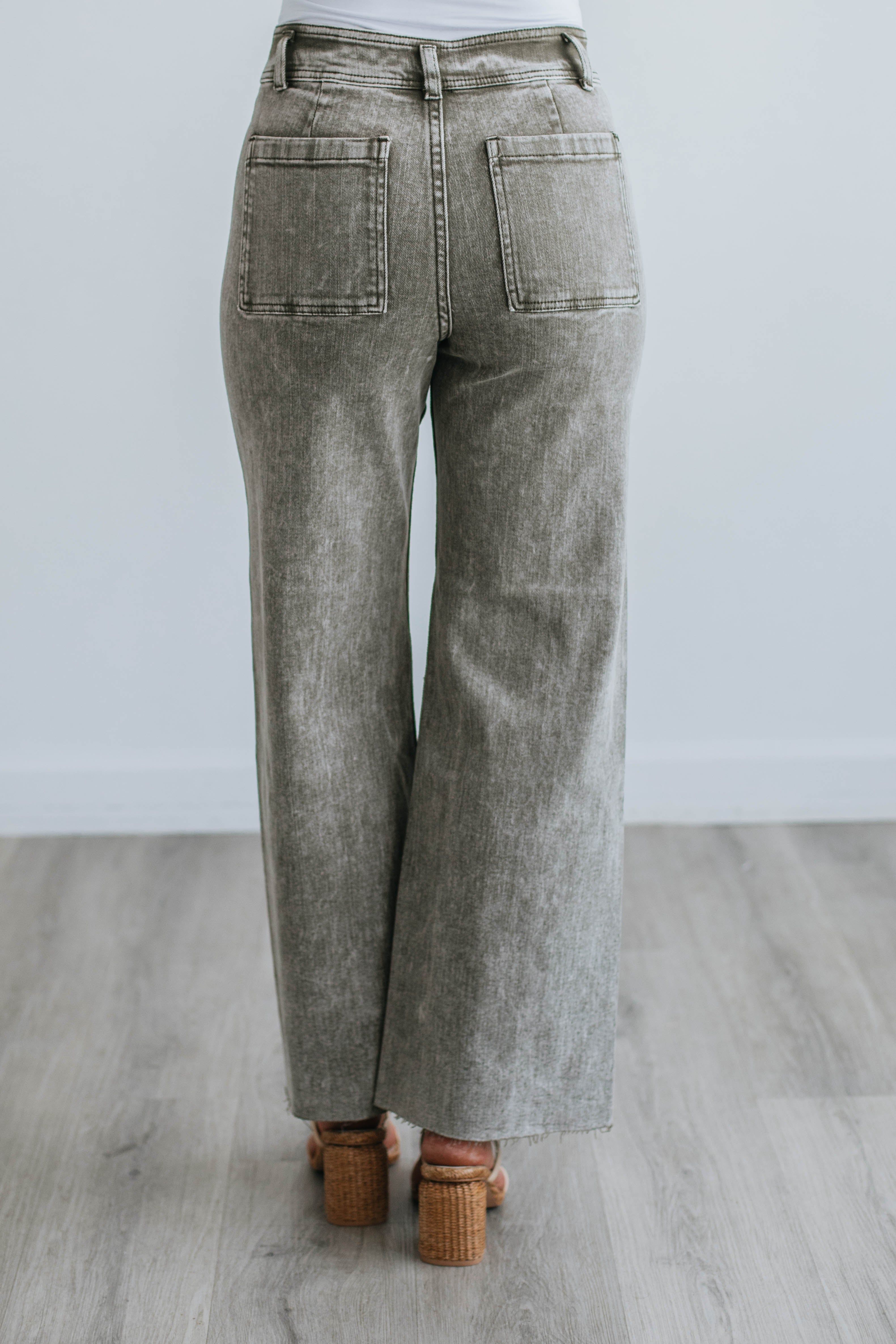 Kirby Wide Leg Pants - Washed Olive sold by Wild Oak Boutique product image thumbnail 4